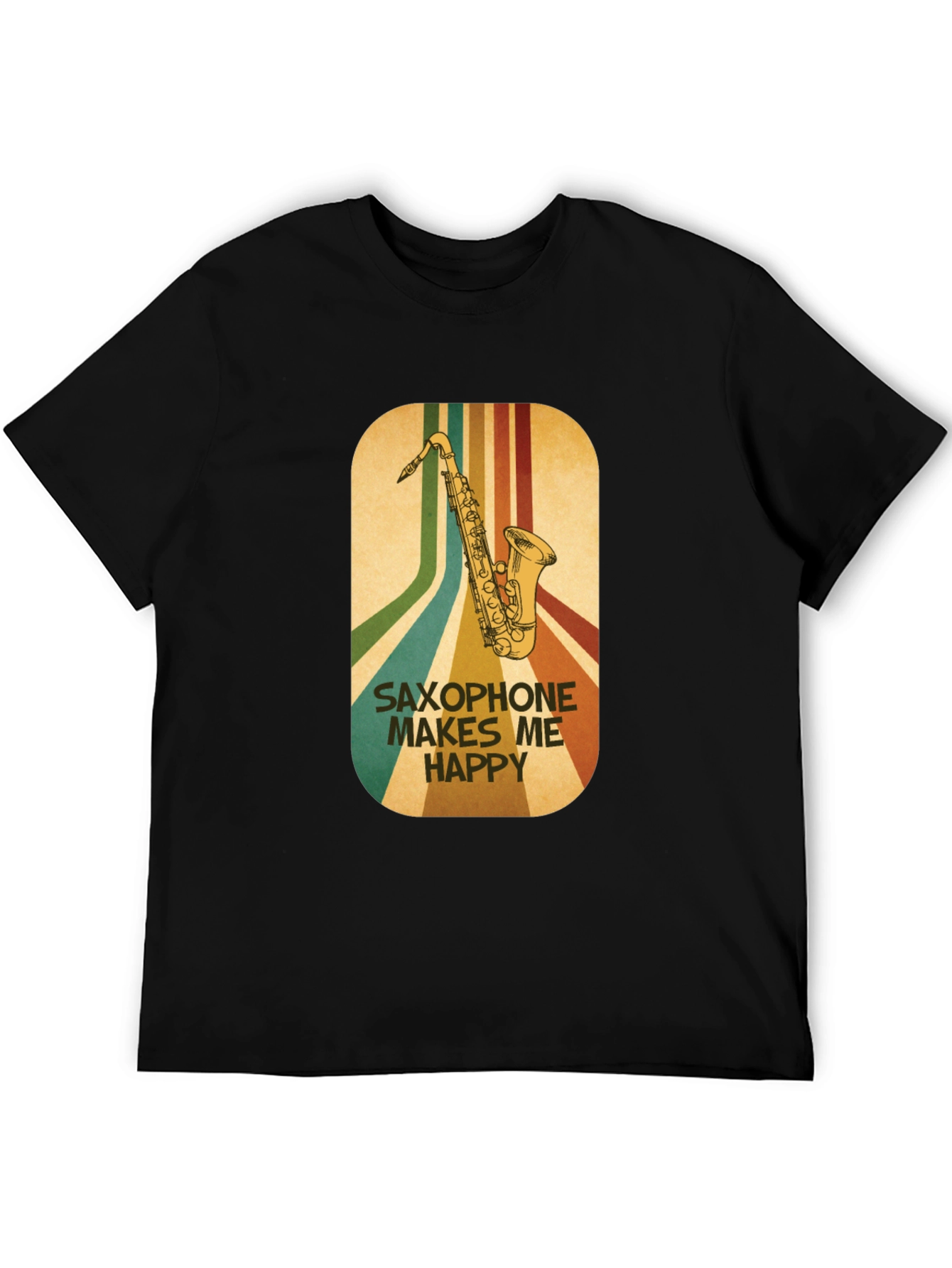 Black Saxophone Makes Me Happy Graphic Tee view 5