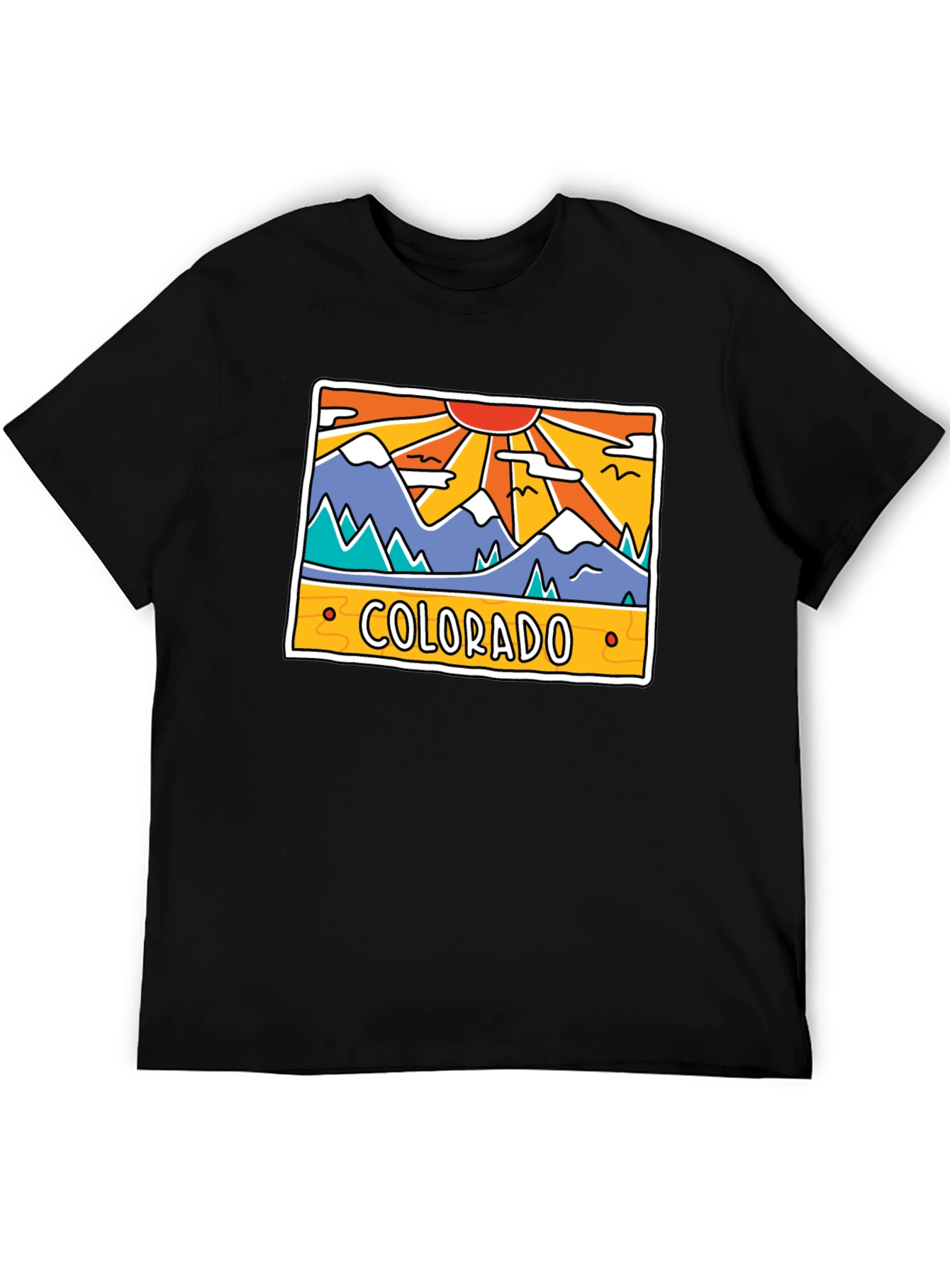 Black Colorado Mountain Graphic T-Shirt - Retro Style view 5