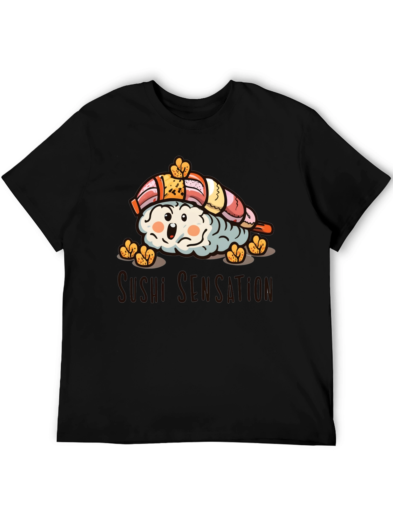 Black Sushi Sensation Graphic Tee - Black Cotton T-Shirt view 5