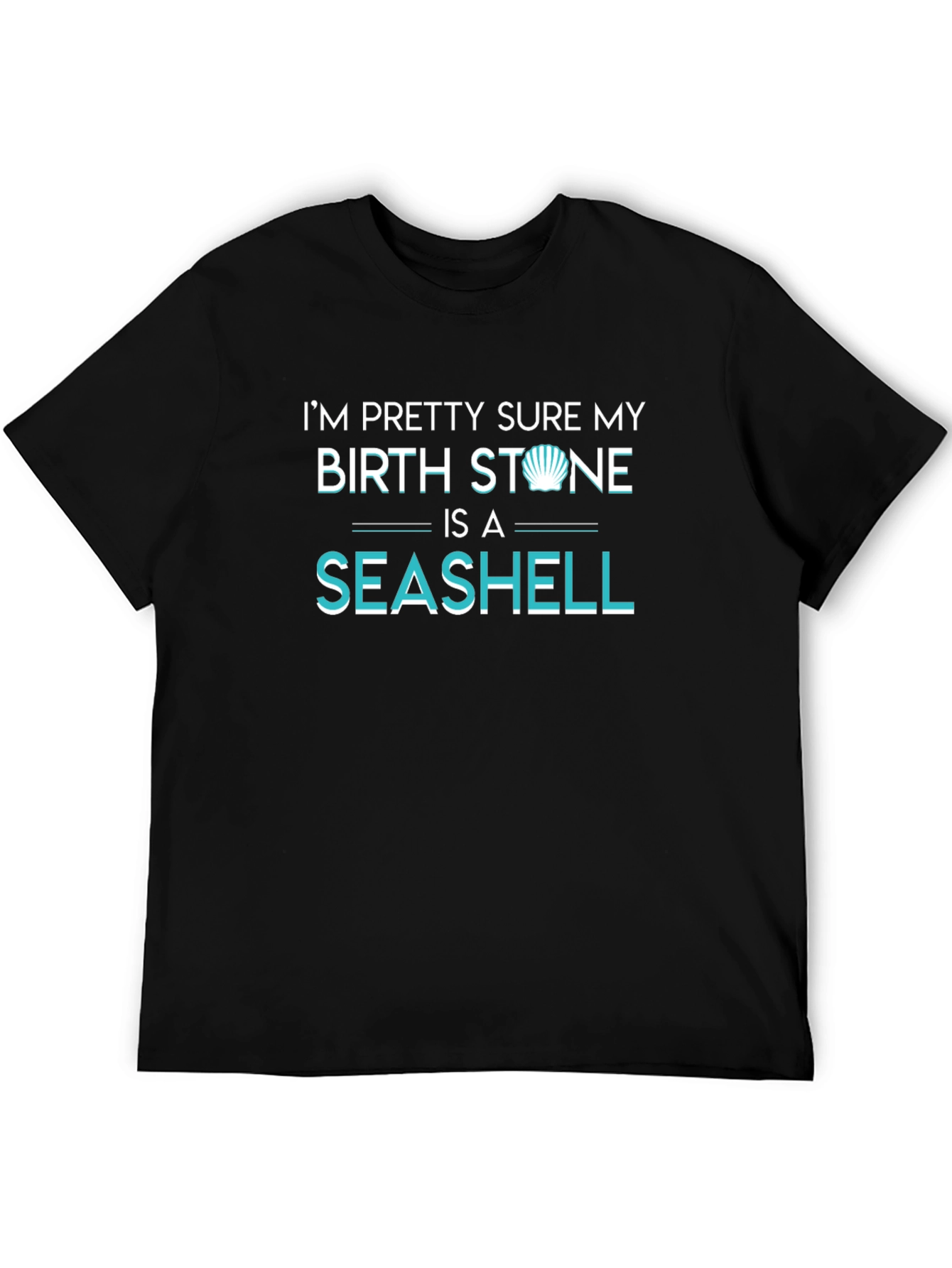 Black Seashell Birthstone Graphic Tee - Unisex Black T-Shirt view 5