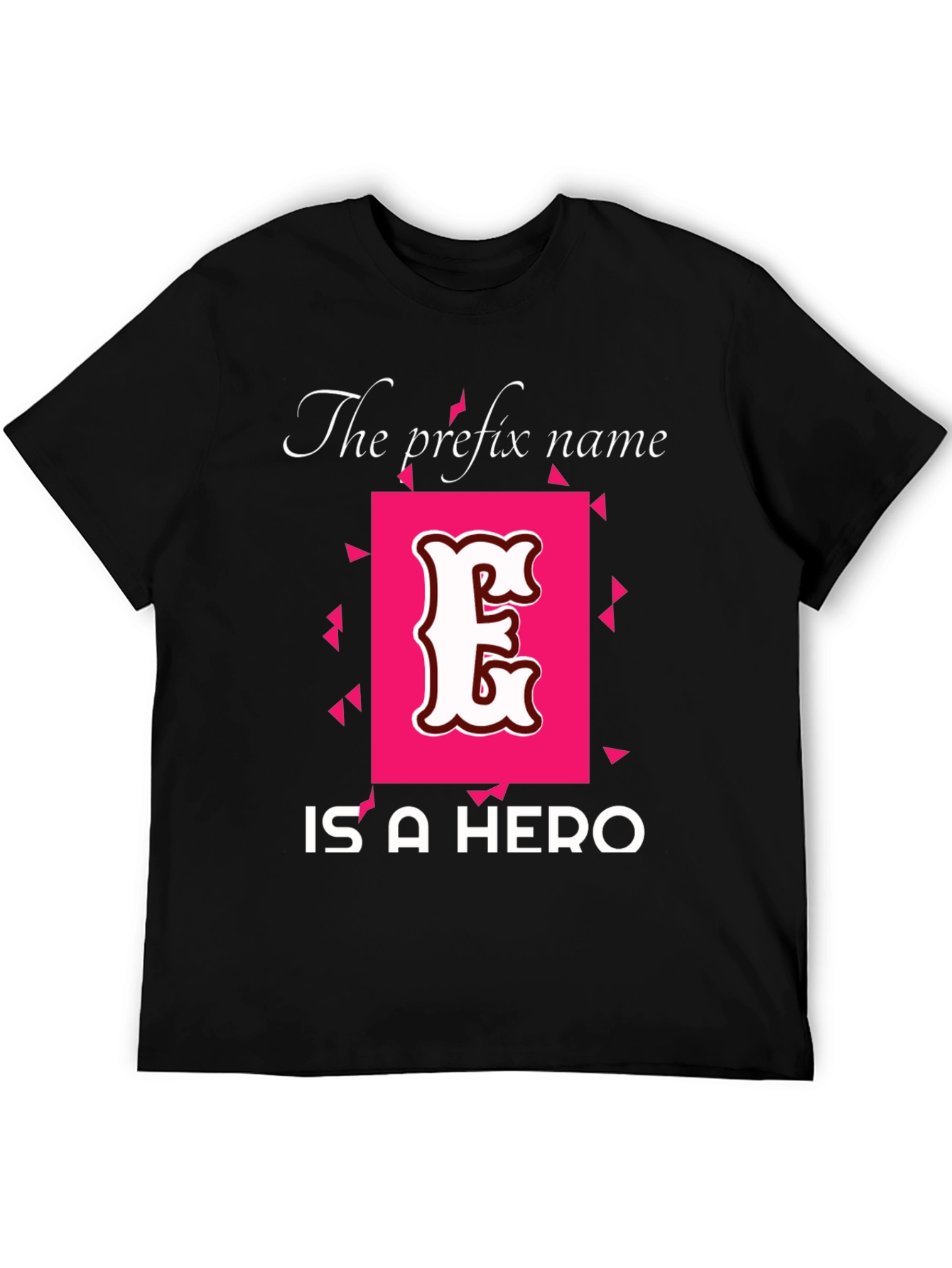 Black Prefix Name Hero T-Shirt - Black Graphic Tee view 5