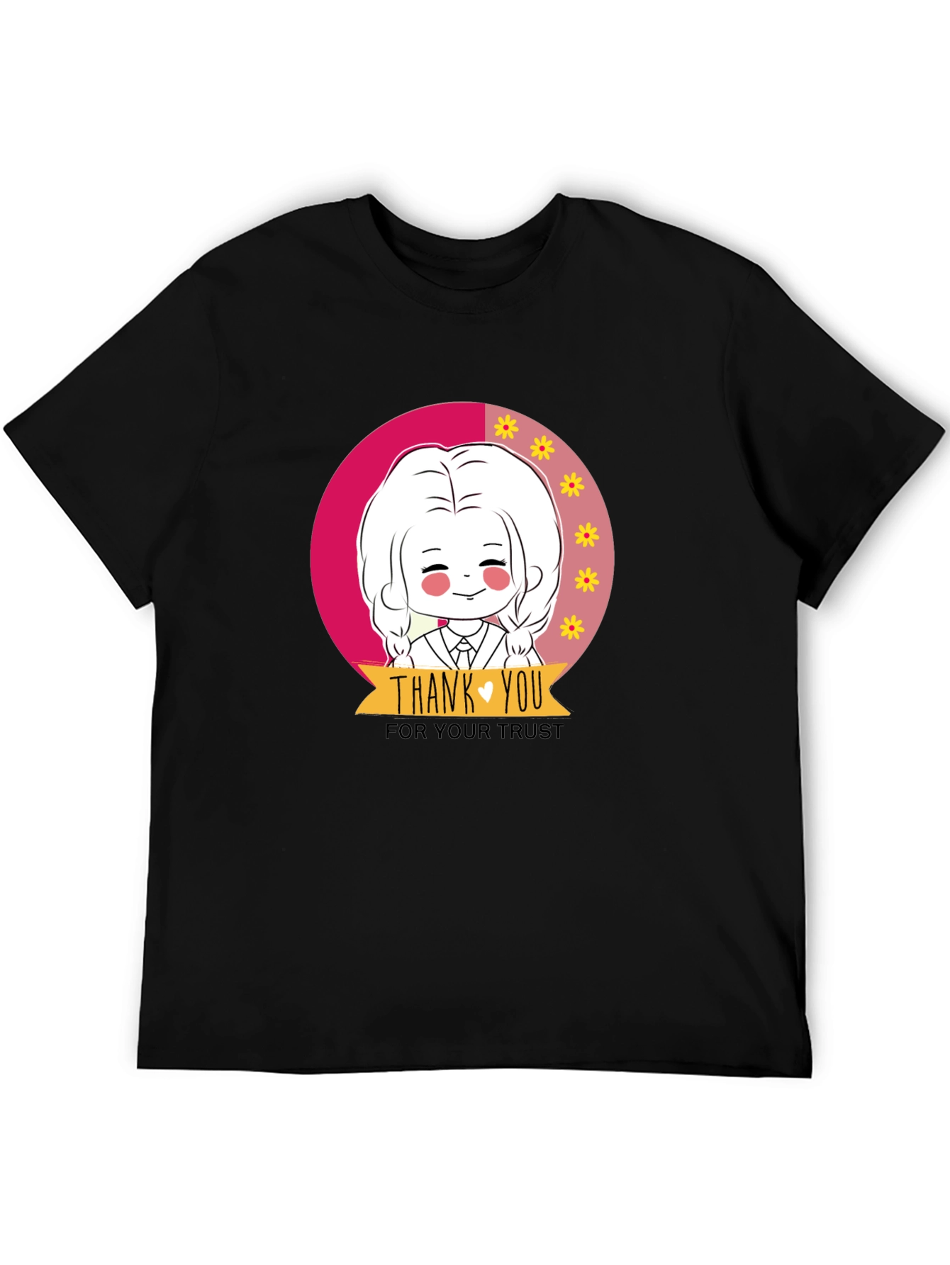 Black Cute Cartoon Graphic Print Black T-Shirt view 5