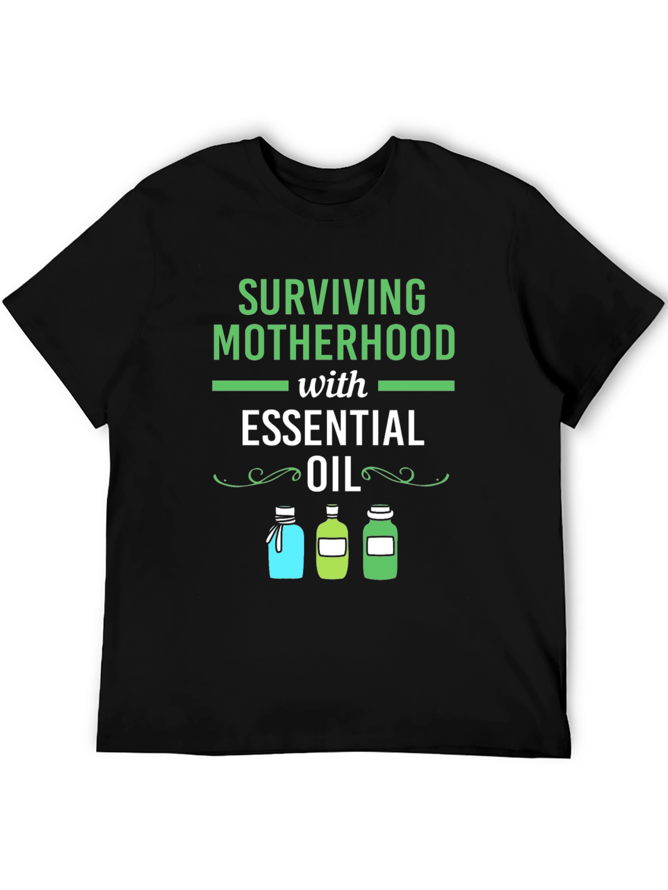 Black Surviving Motherhood Essential Oil T-Shirt view 5