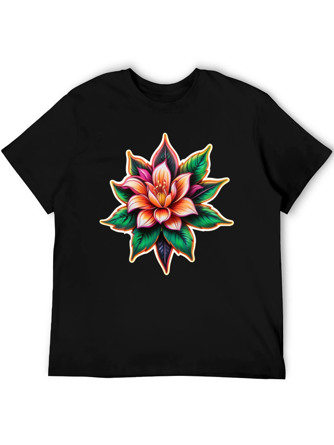 Black Floral Graphic Print Black T-Shirt view 5