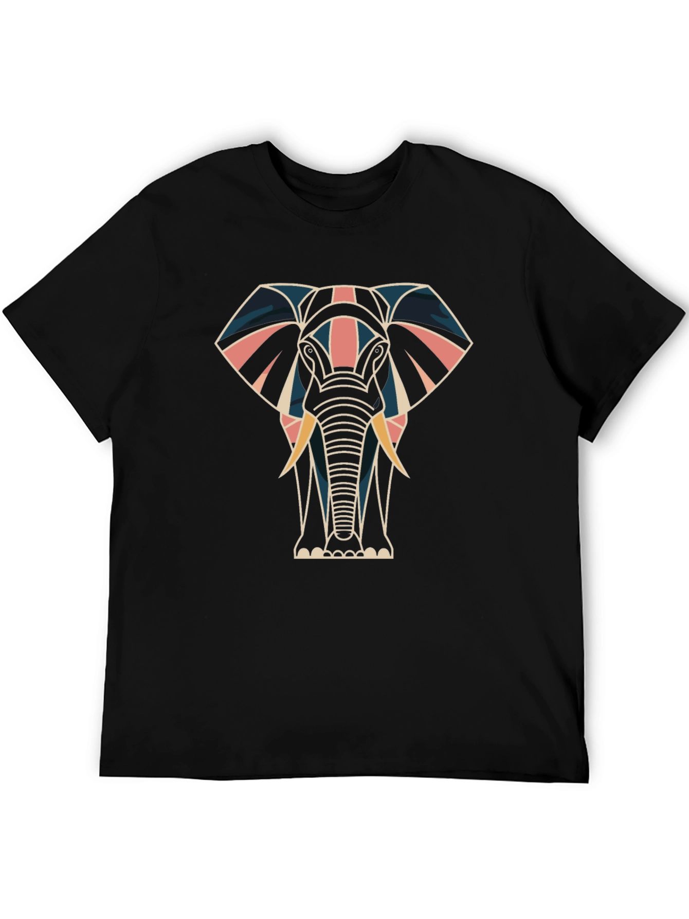 Black Geometric Elephant Graphic Tee - Modern Style view 5