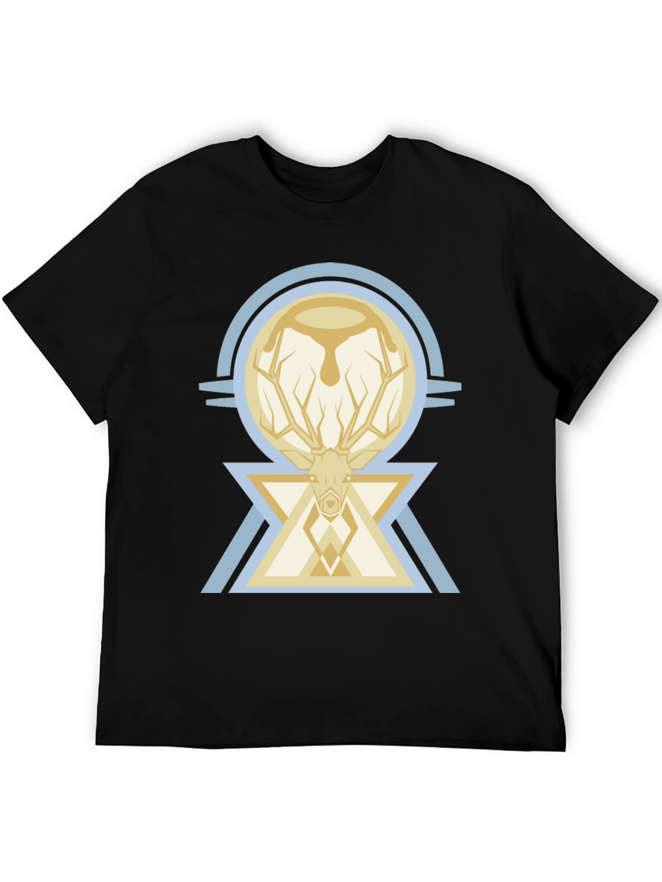 Black Geometric Deer Graphic Tee - Modern Style view 5