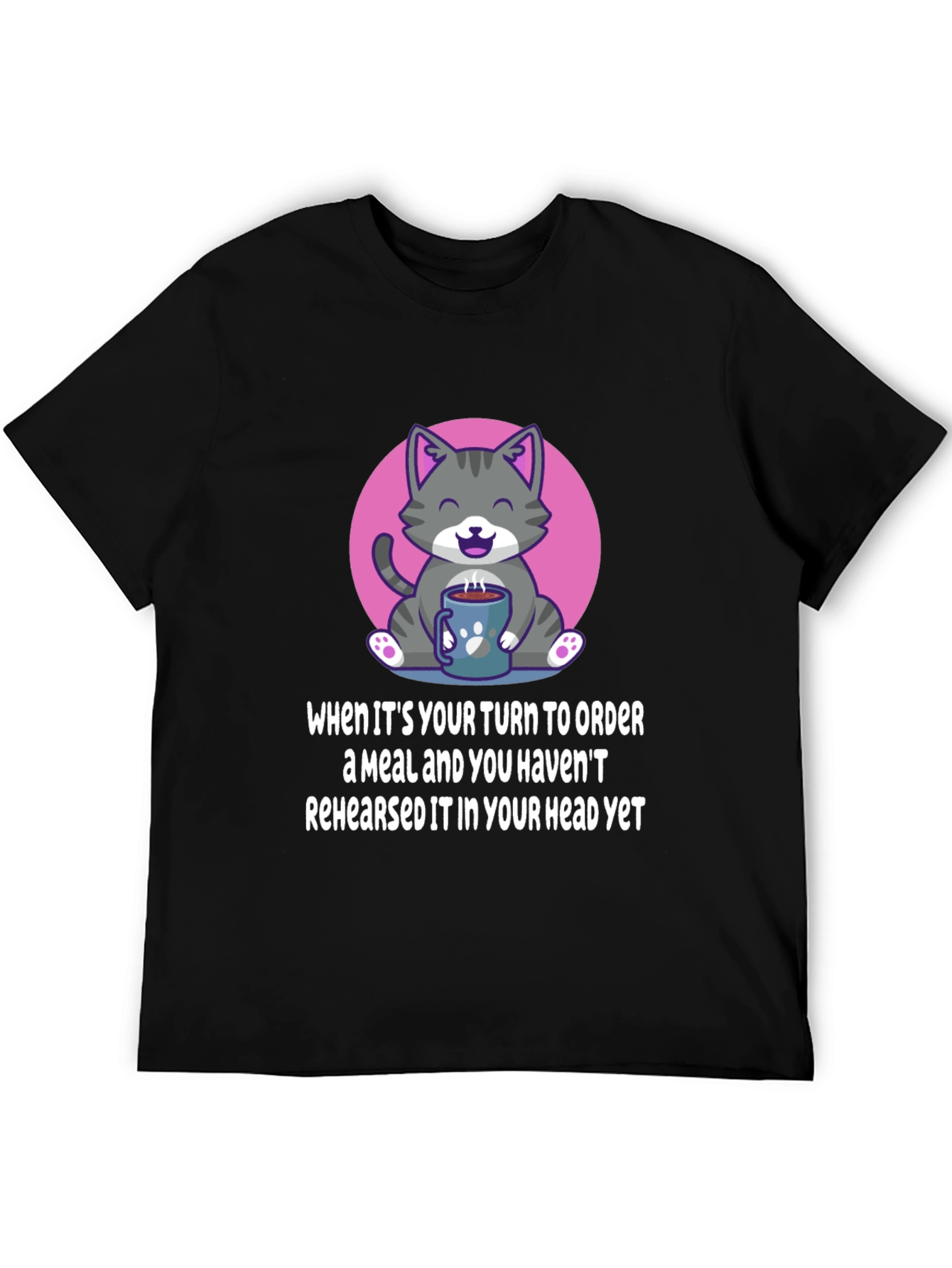 Black Funny Cat T-Shirt: Order a Meal view 5