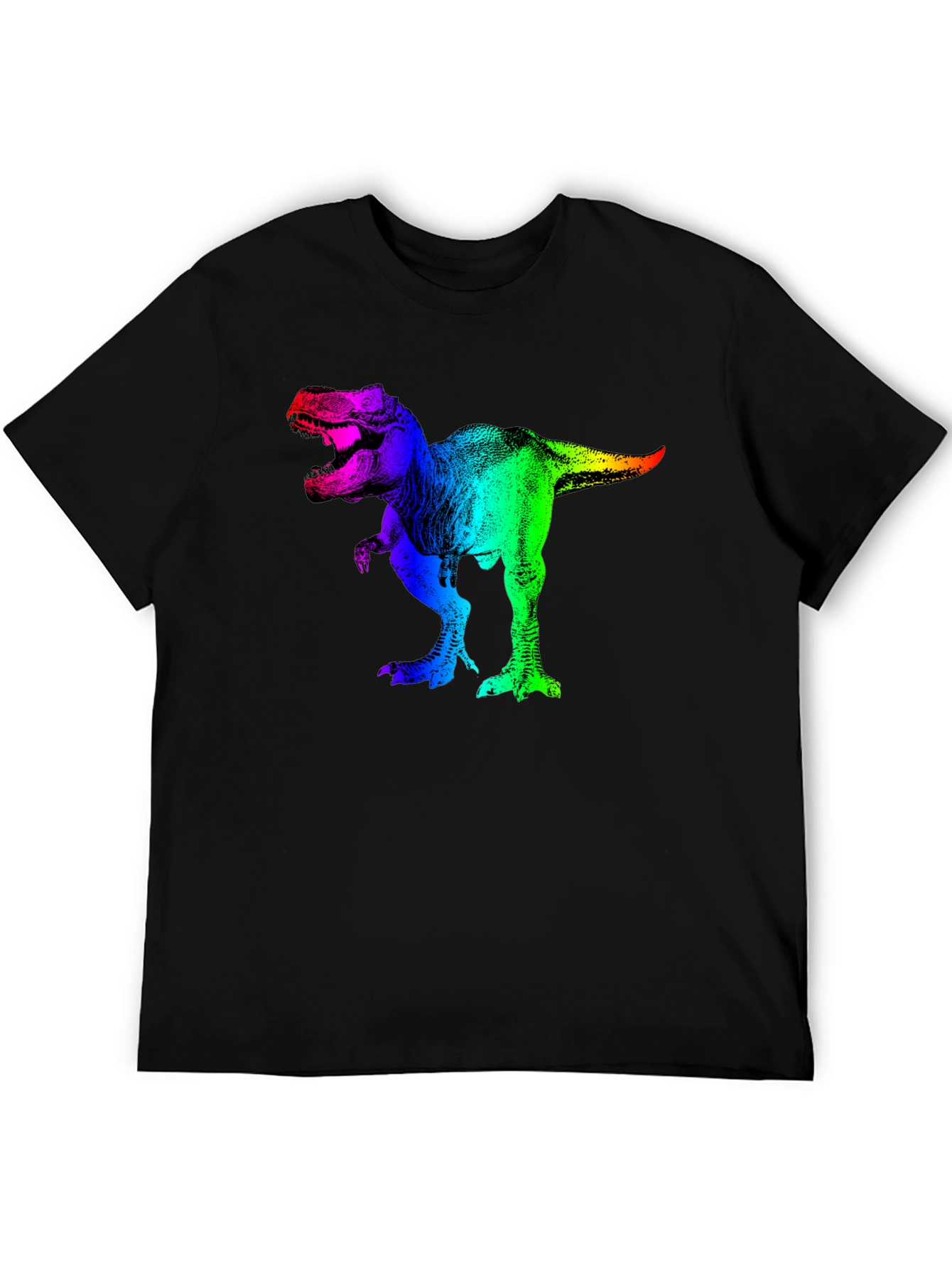 Black Rainbow Dinosaur Graphic T-Shirt view 5