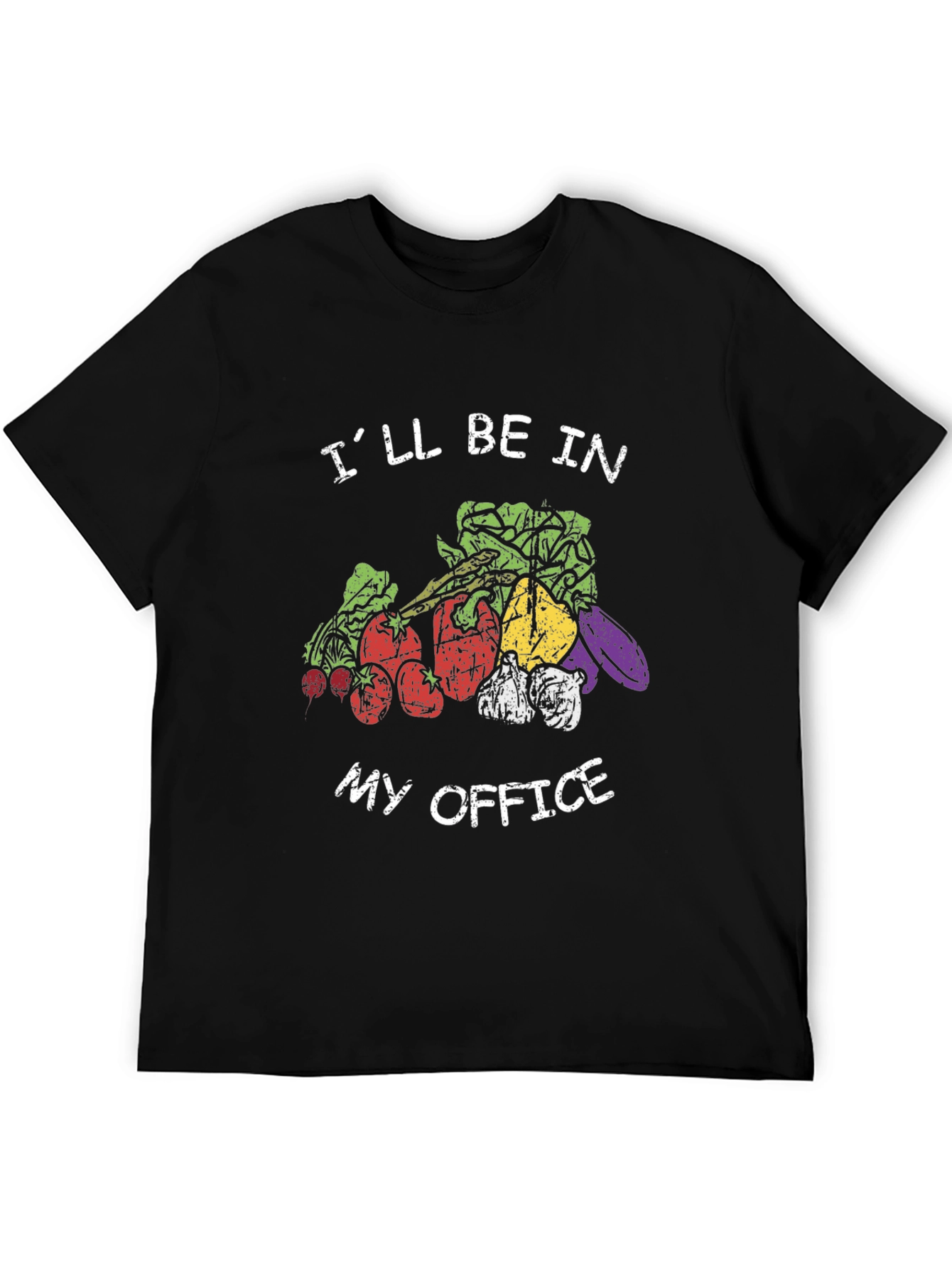 Black Vegetable Garden T-Shirt - "I'll Be In My Office" view 5