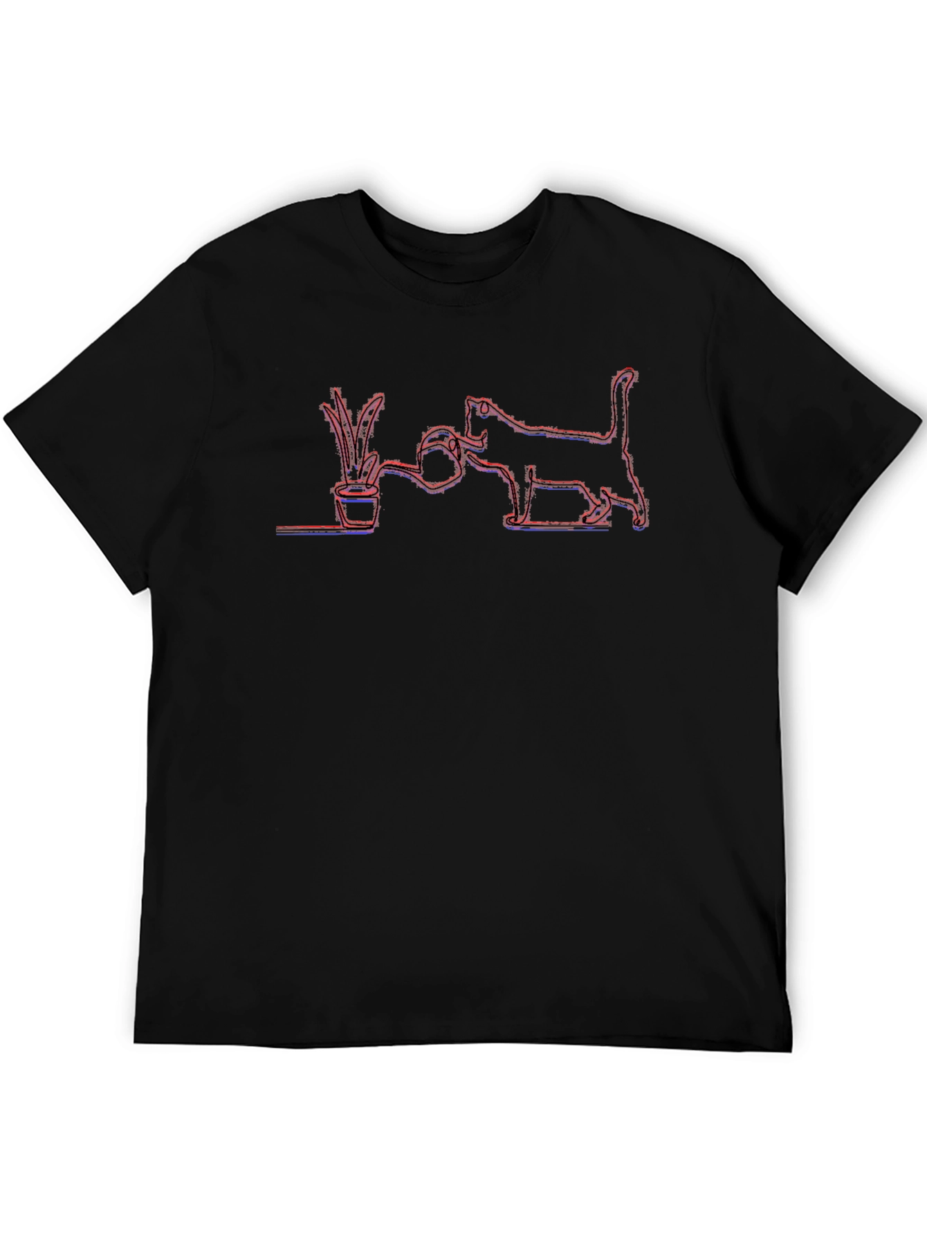 Black Cat Watering Plant Graphic T-Shirt view 5