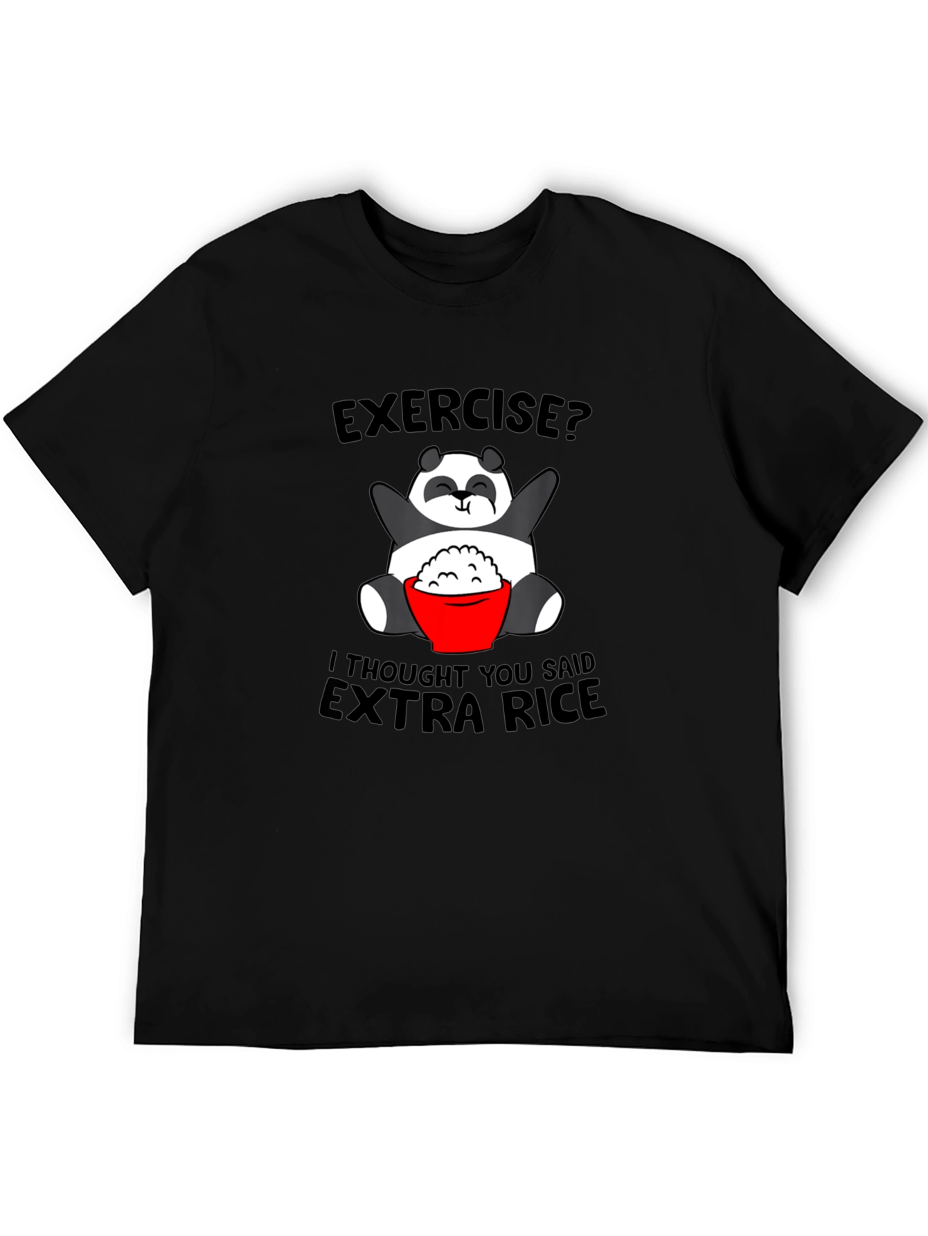 Black Funny Panda Extra Rice Graphic Tee Shirt view 5