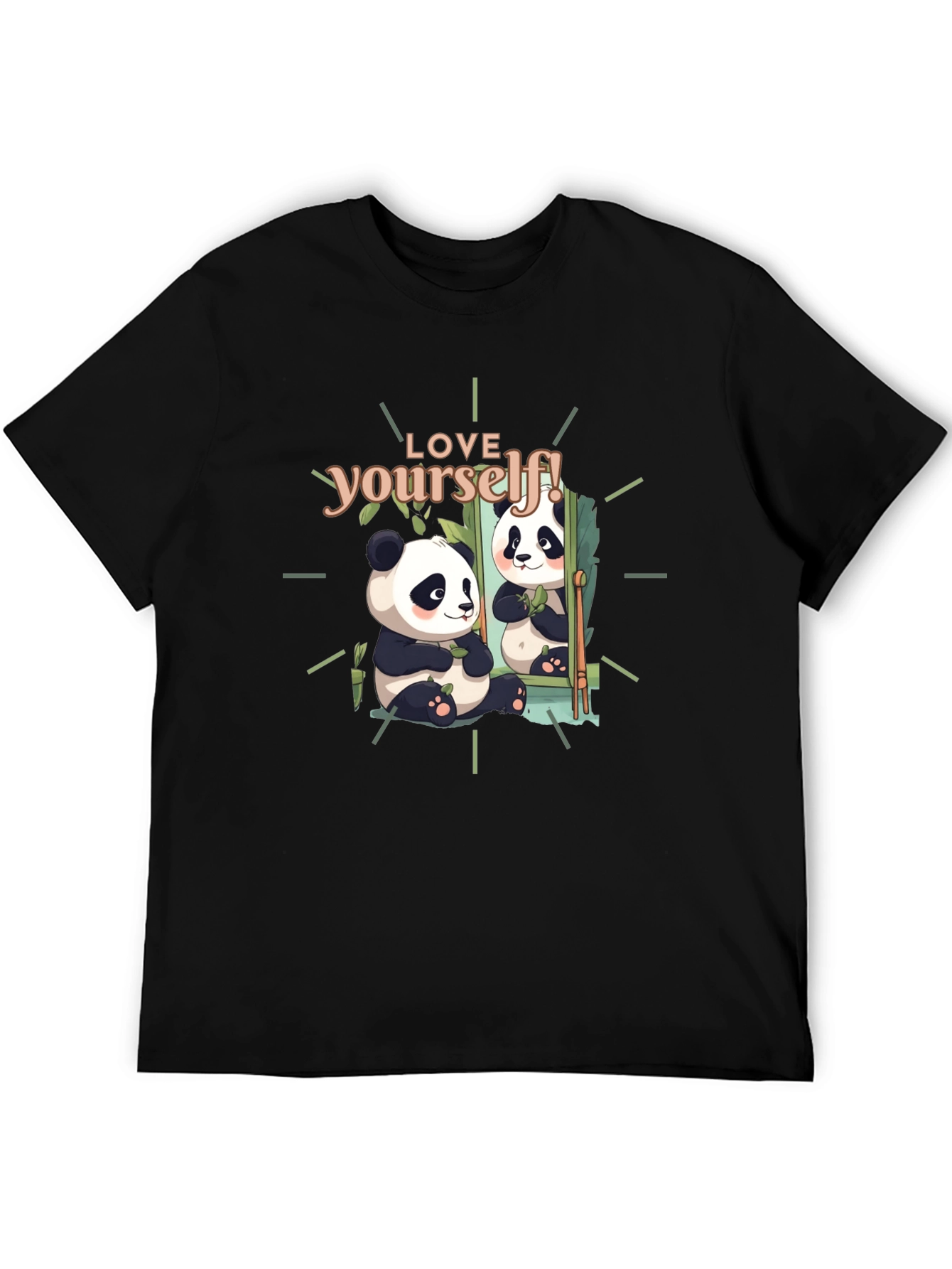Black Love Yourself Panda Graphic T-Shirt - Black view 5