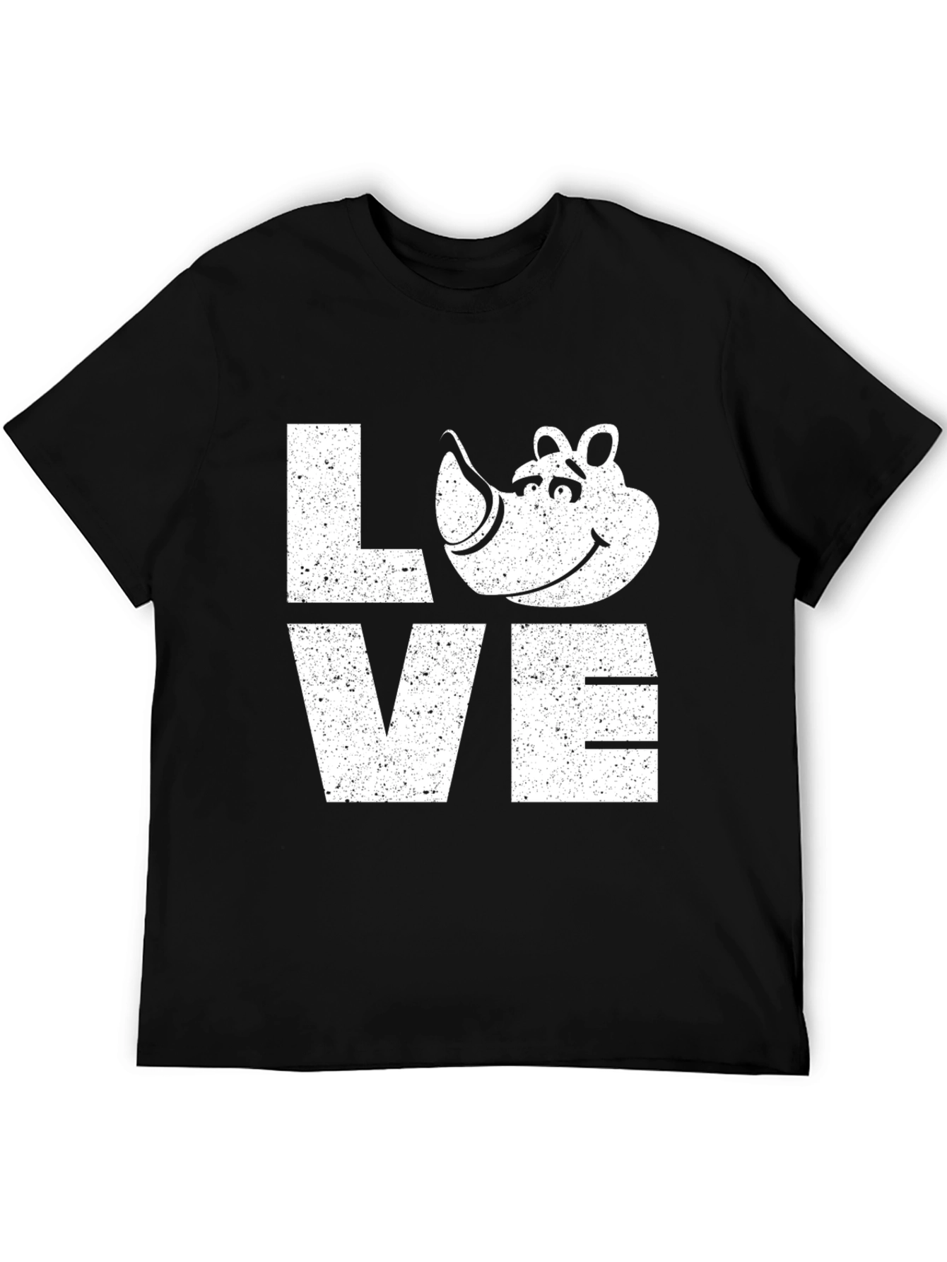 Black Love Rhino Graphic Tee - Soft Black Cotton T-Shirt view 5