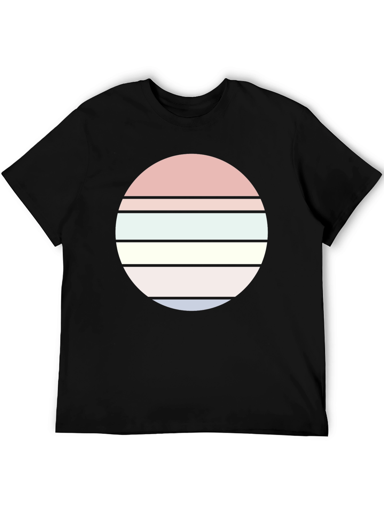 Black Retro Sunset Graphic Tee - Stylish Cotton Blend T-Shirt view 5