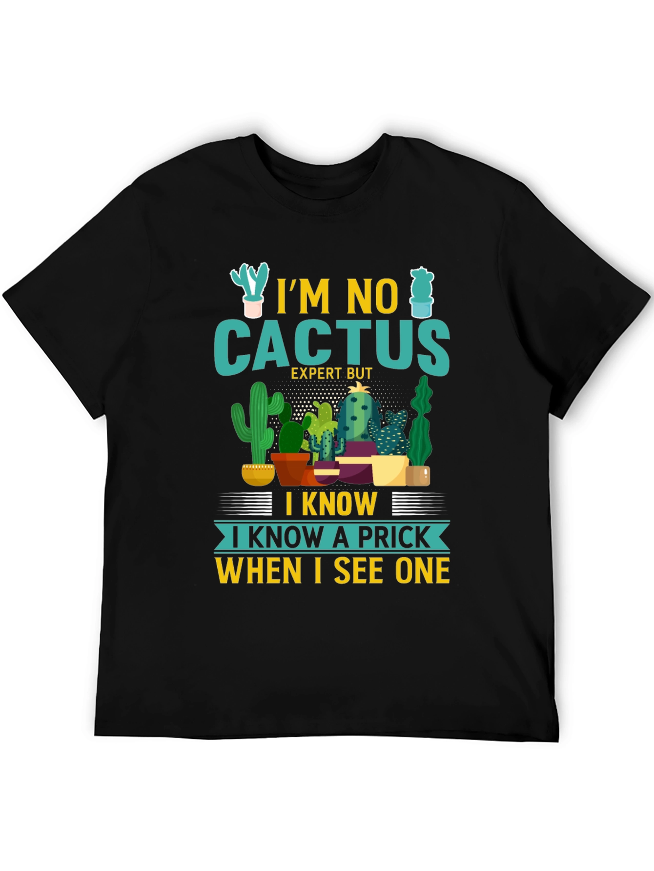 Black I'm No Cactus Expert But Prick Novelty T-Shirt view 5