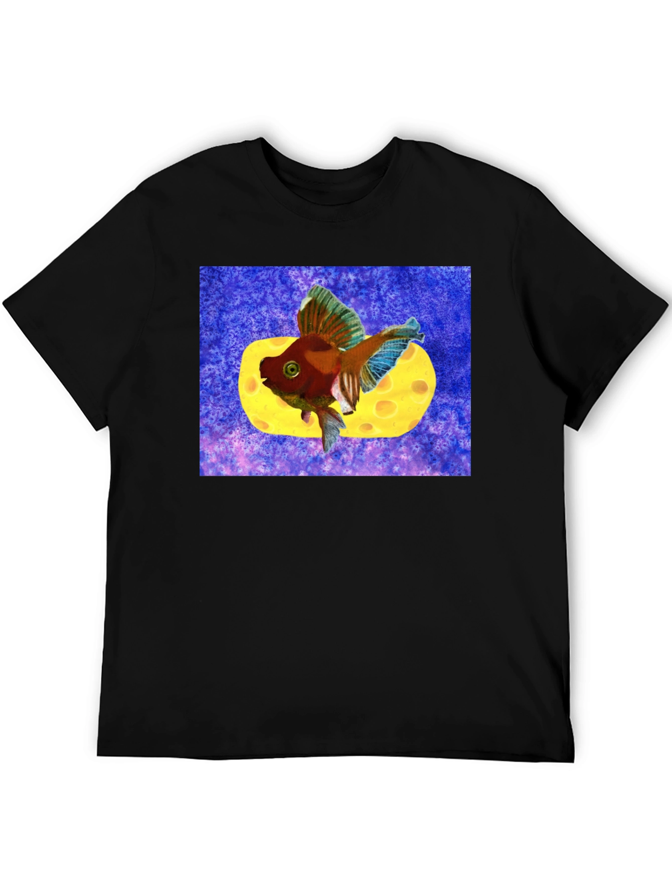 Black Goldfish Cheese Design T-Shirt view 5