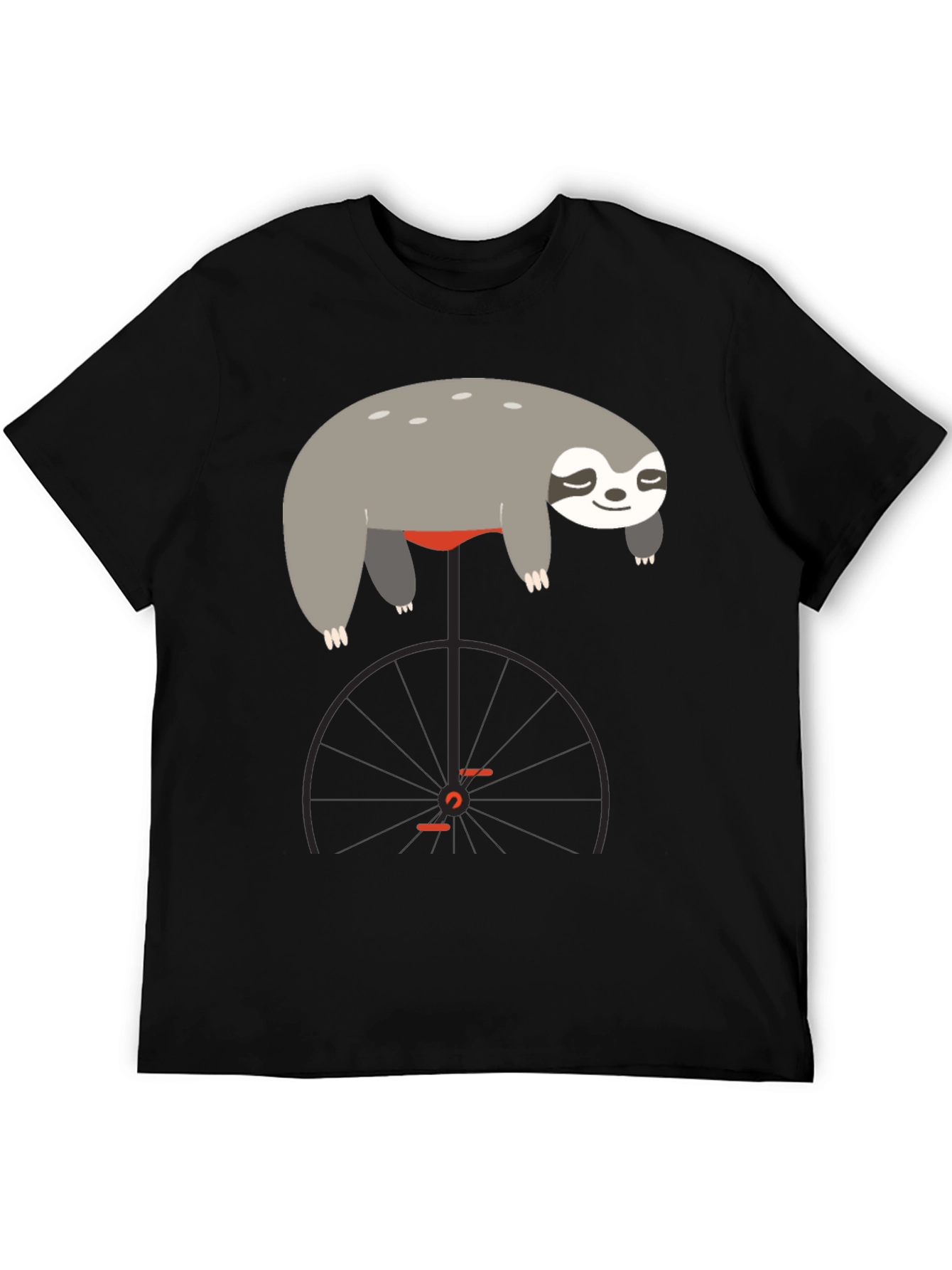 Black Sloth on Unicycle Graphic T-Shirt view 5
