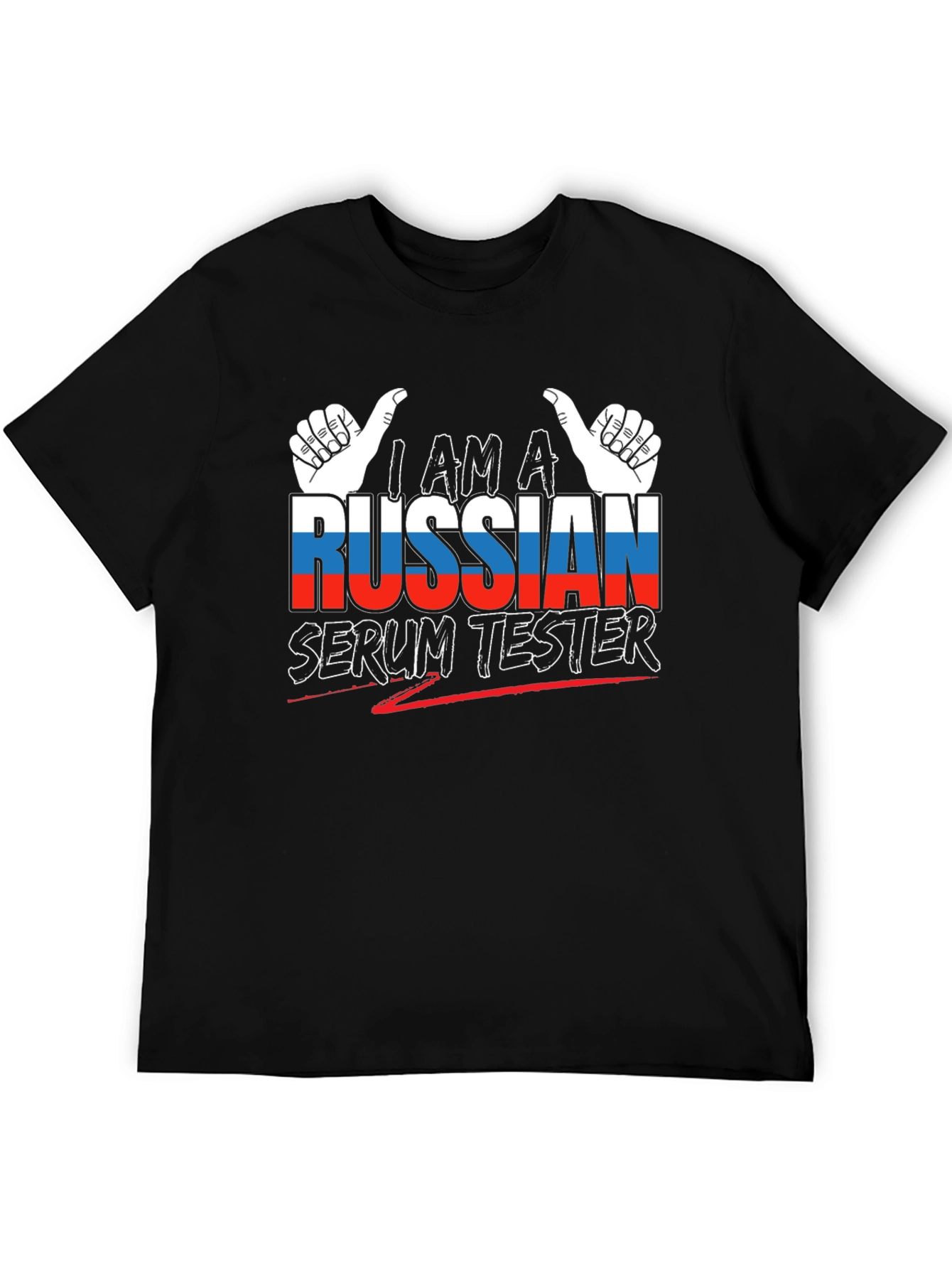 Black I am a Russian Serum Tester Black Graphic T-Shirt view 5