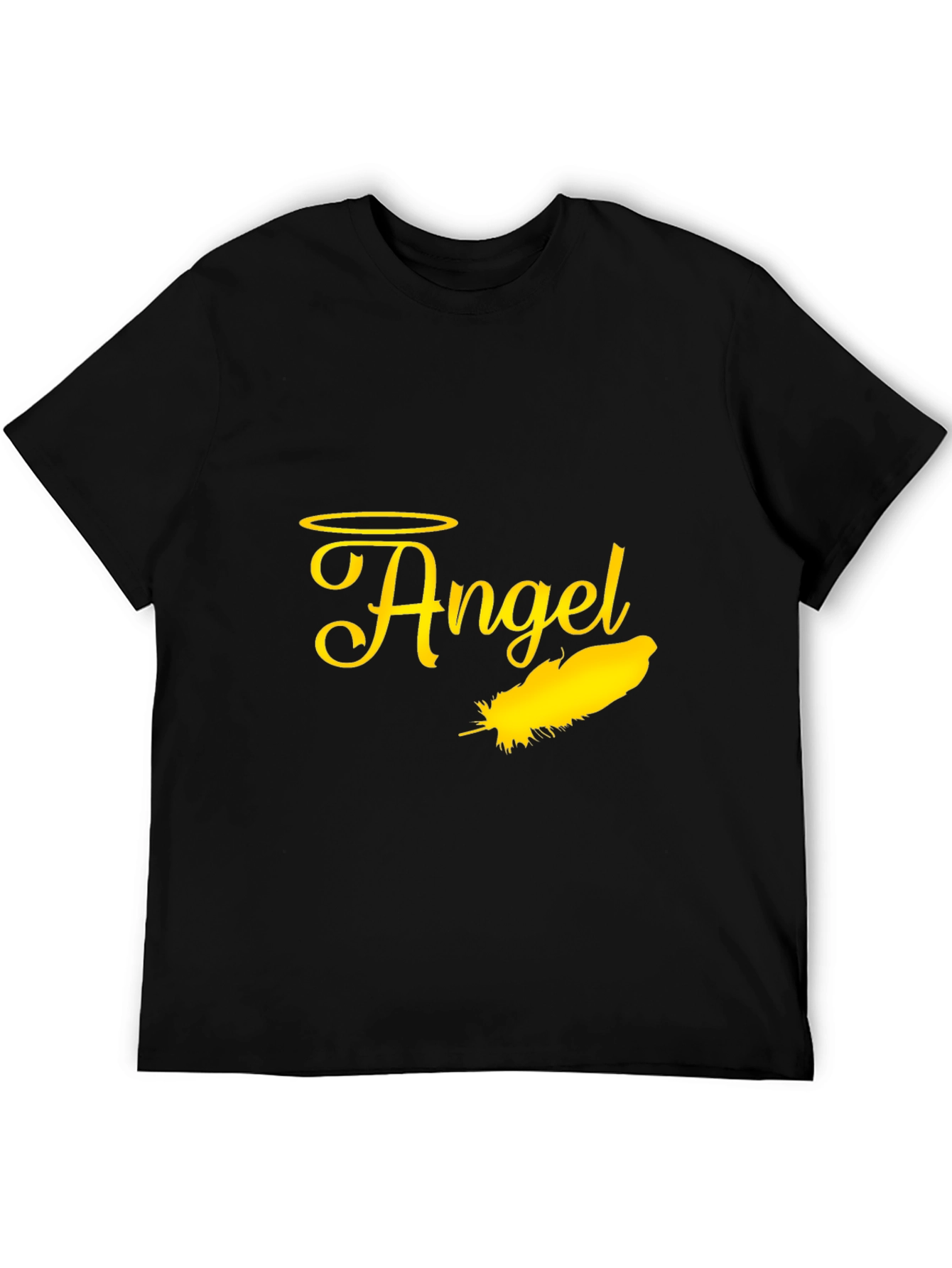 Black Angel Feather Graphic Black T-Shirt view 5