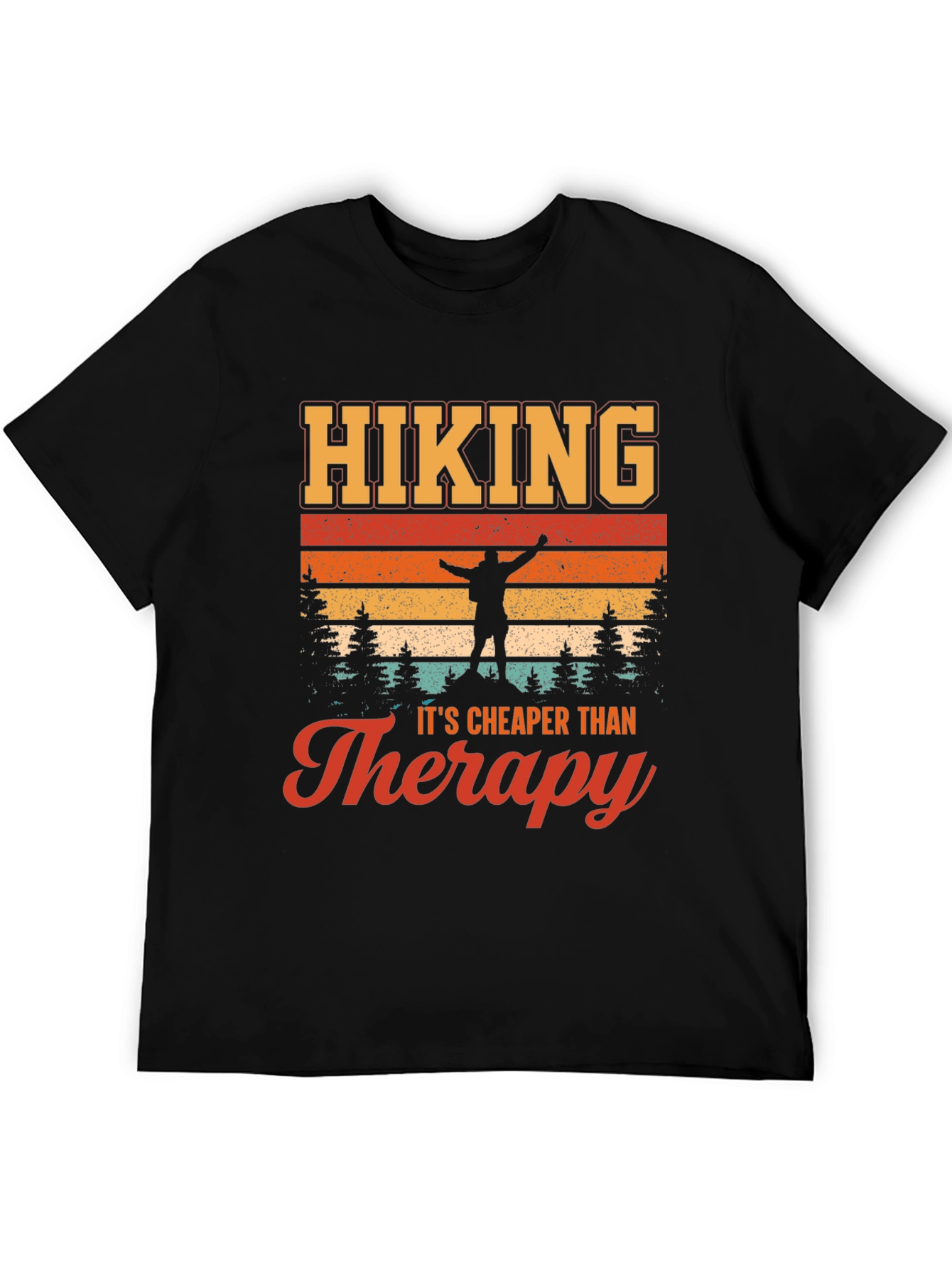 Black Hiking is Cheaper Than Therapy T-Shirt - Adventure Graphic Tee view 5