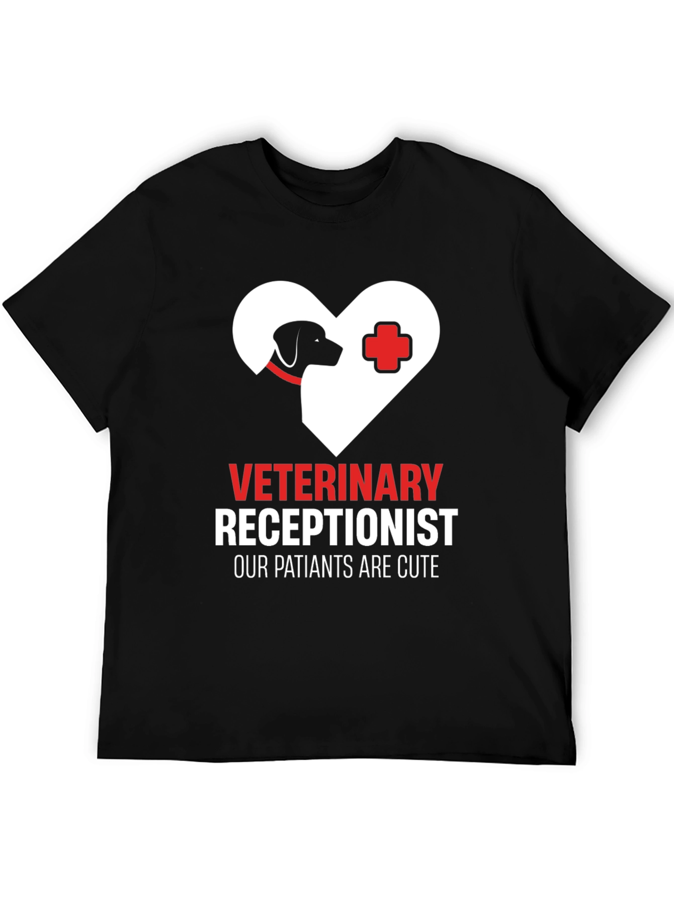 Black Veterinary Receptionist T-Shirt - Cute Patients Tee view 5