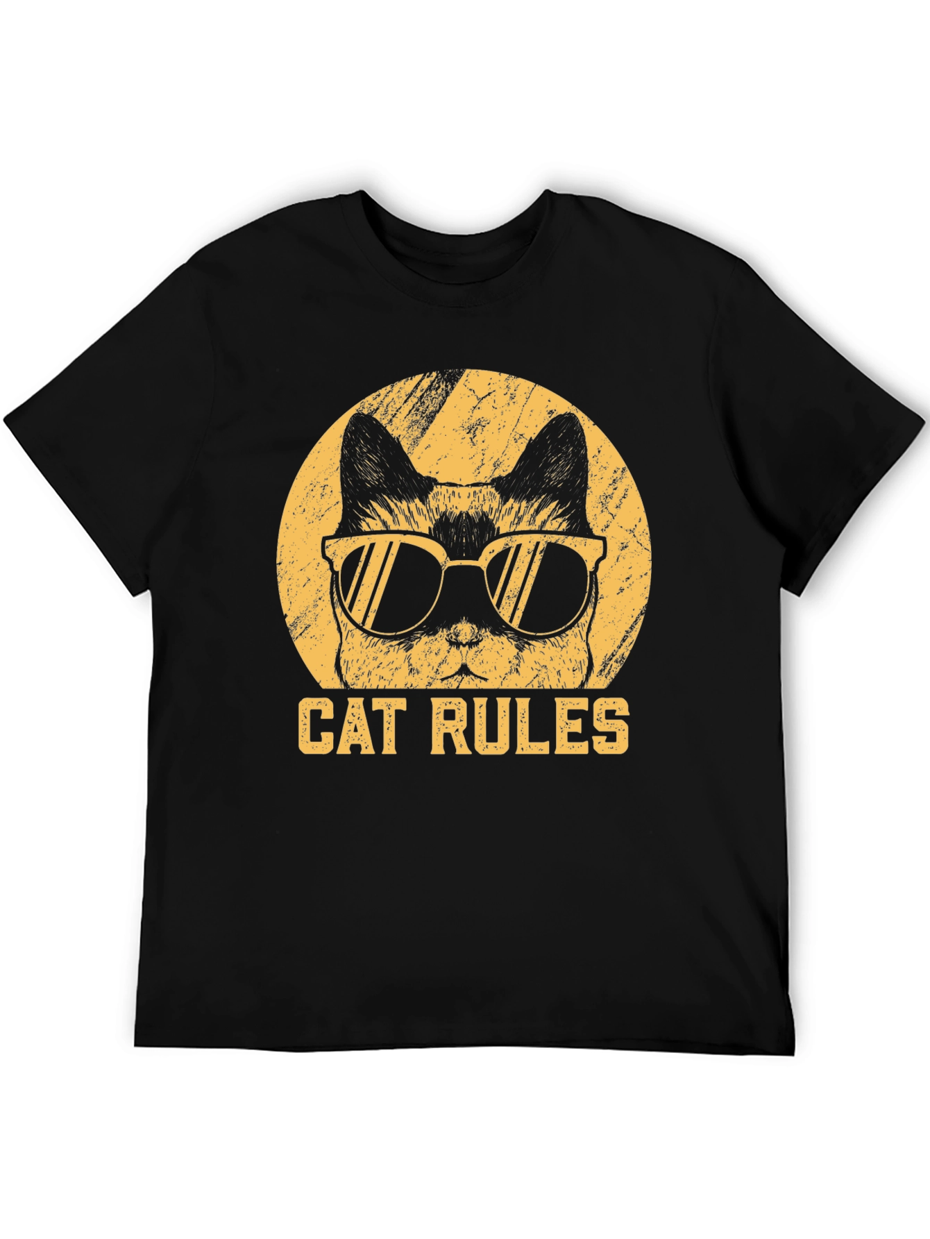 Black Cool Cat Rules Graphic T-Shirt view 5