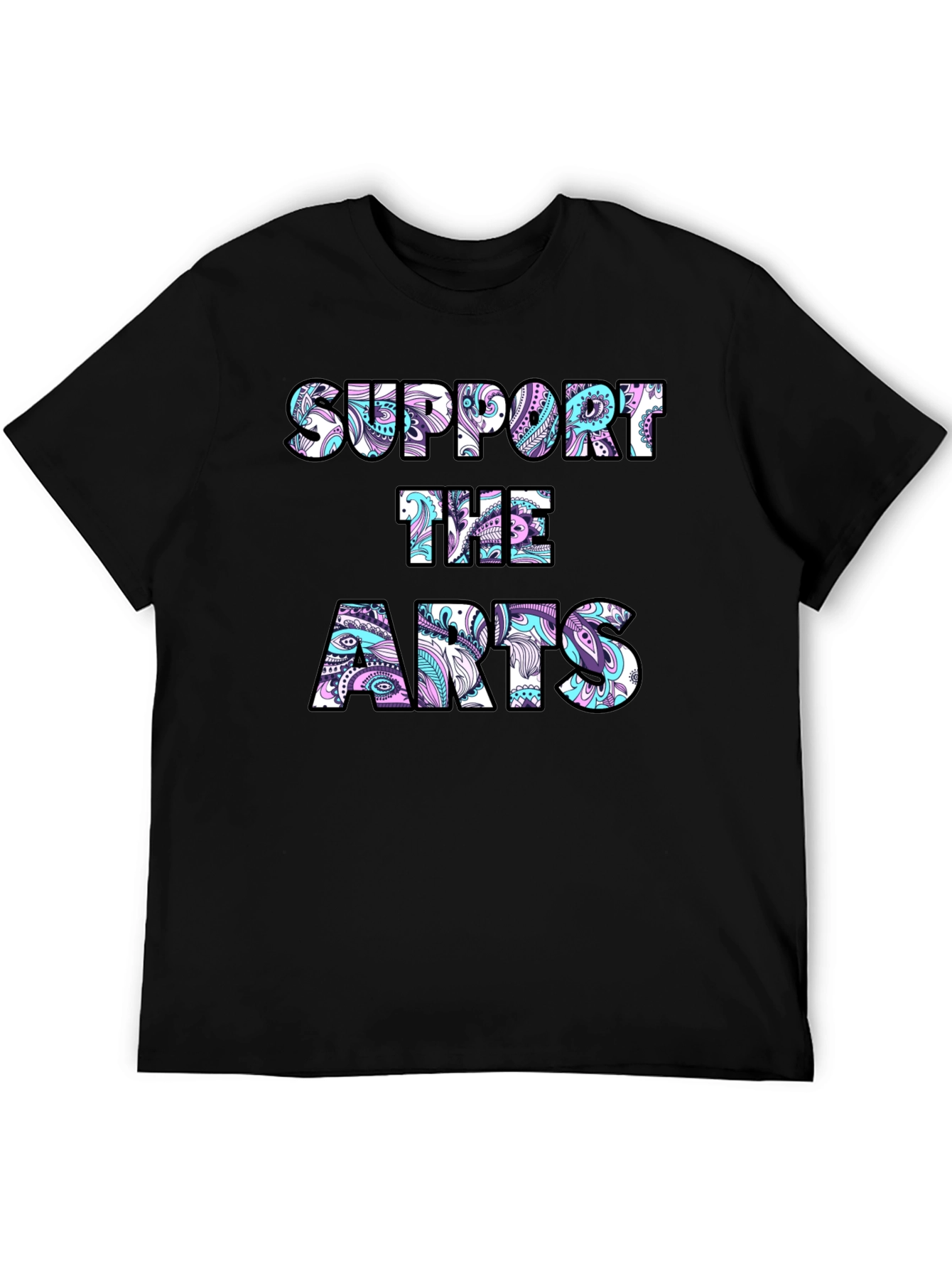 Black Support the Arts Graphic Tee - Black Crew Neck T-Shirt view 5