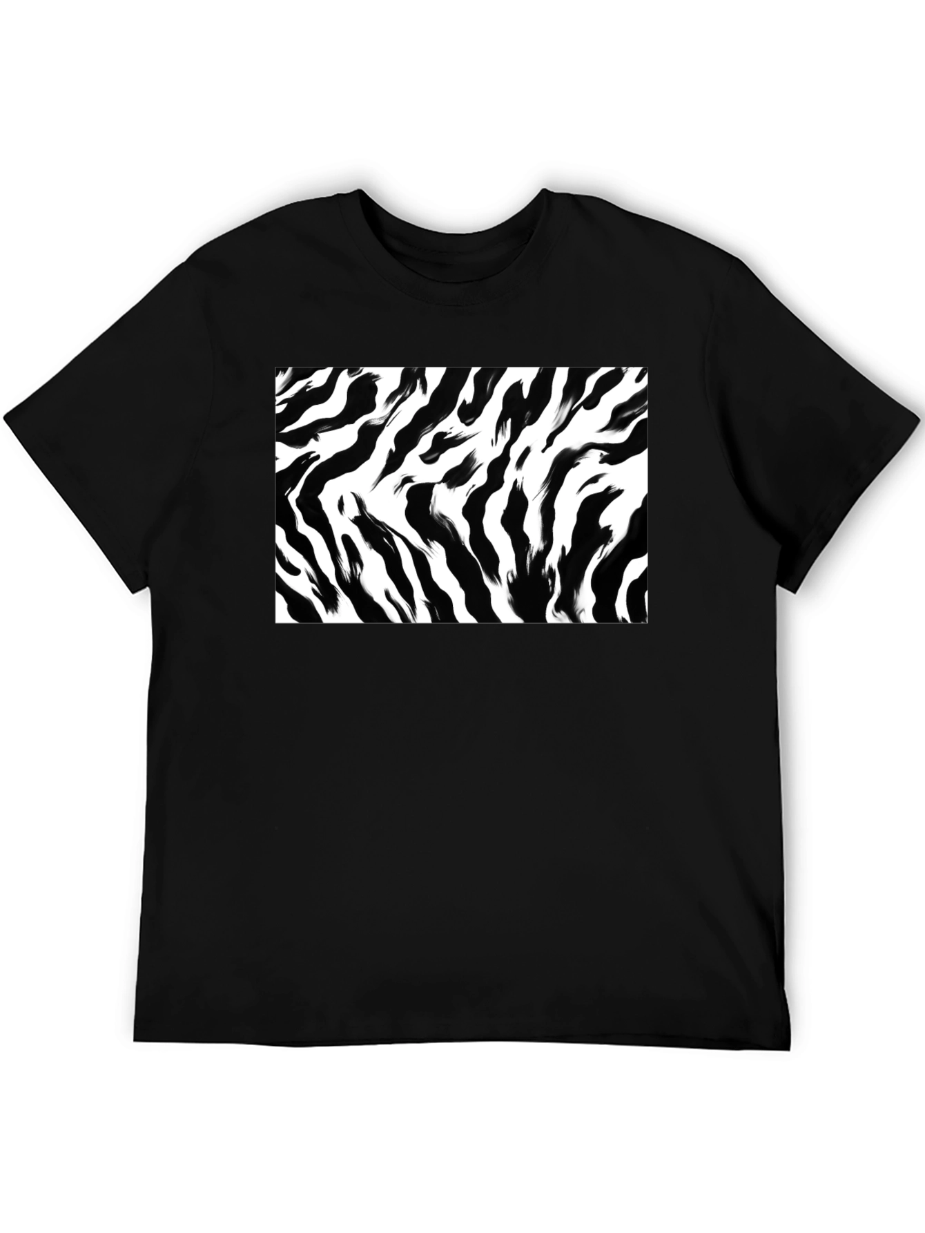 Black Zebra Stripe Graphic Print Black T-Shirt view 5
