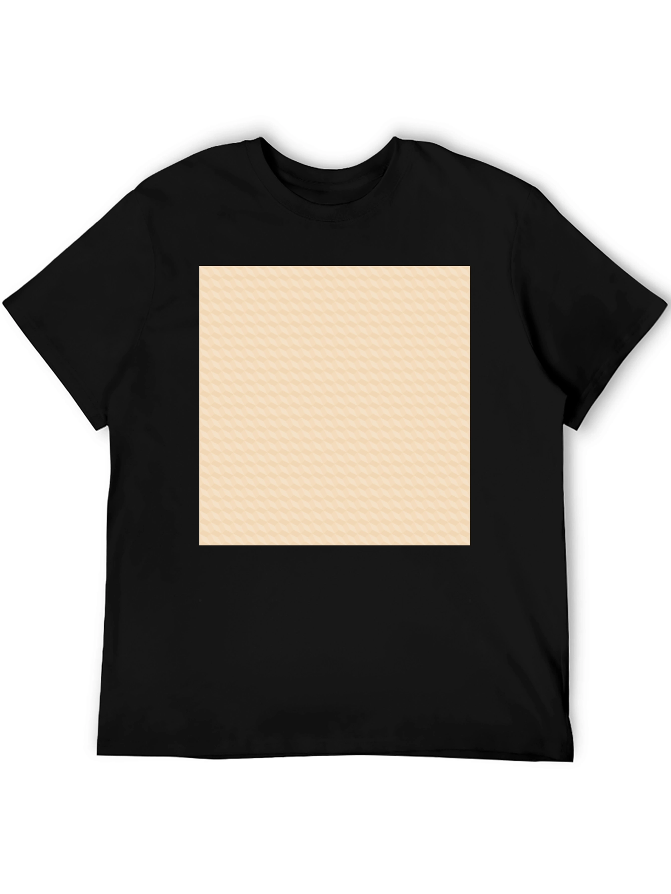 Black Men's Black Crew Neck Tee with Abstract Pattern view 5