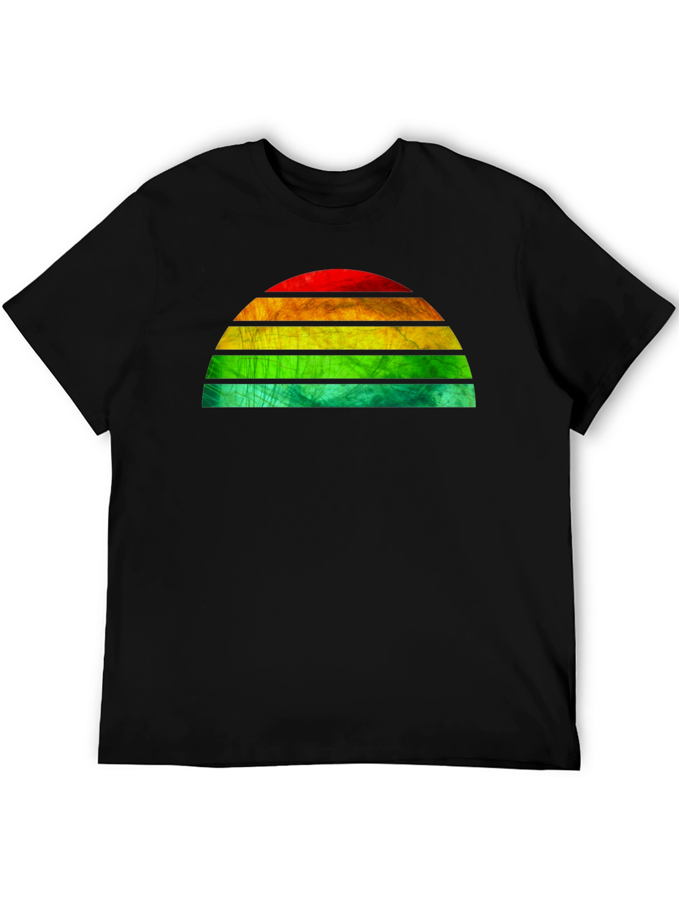 Black Retro Sunset Graphic Tee - Black Cotton T-Shirt view 5