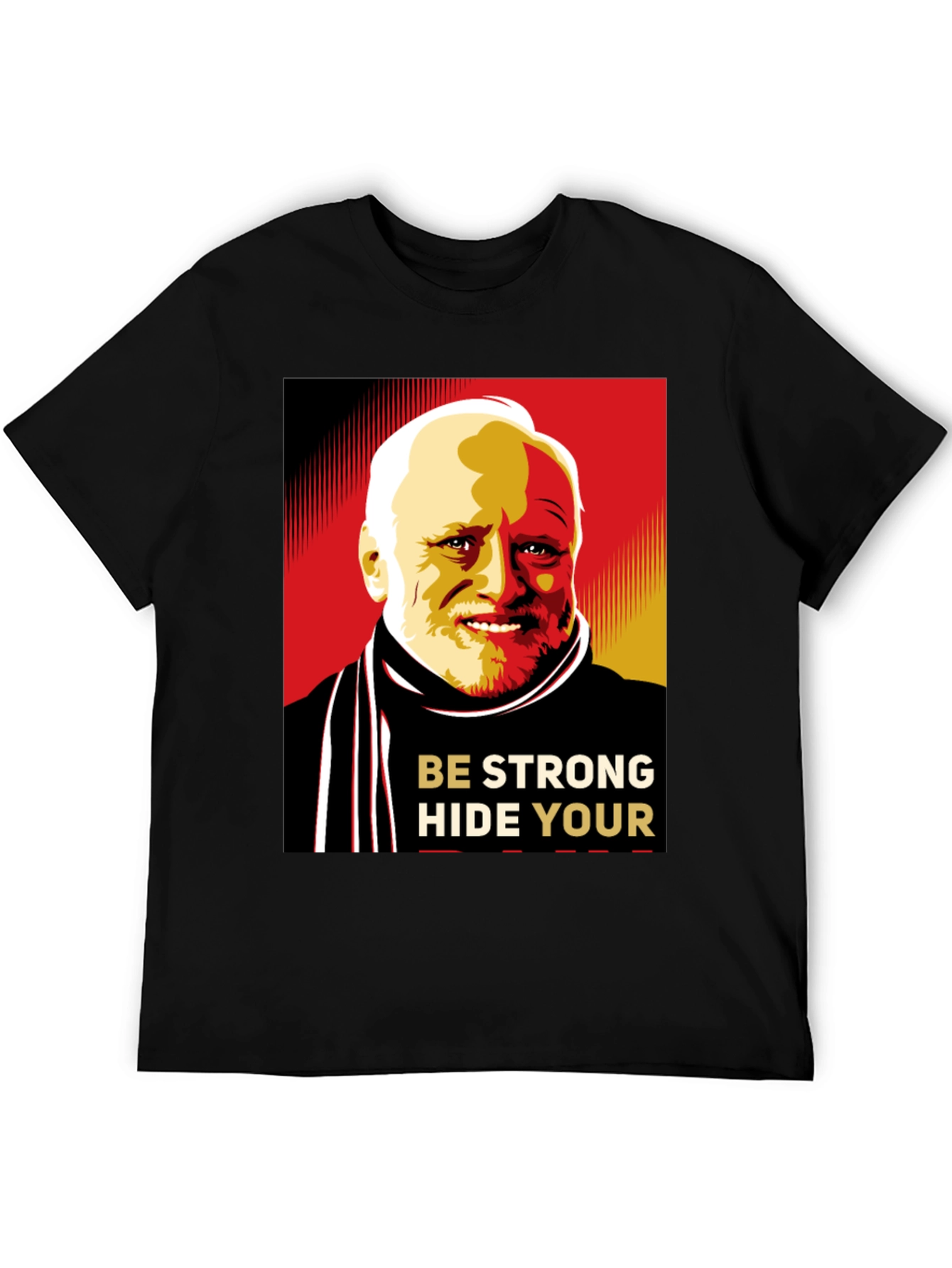Black Hide Your Pain Harold Meme Black T-Shirt view 5