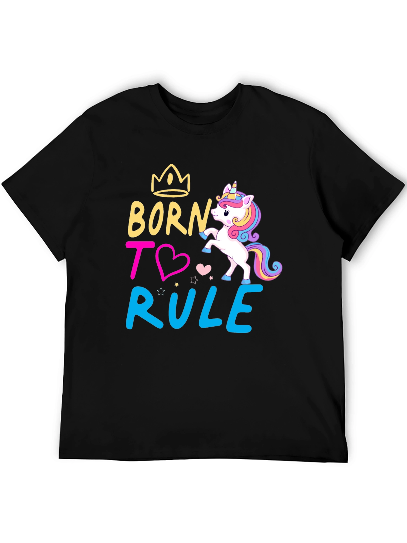 Black Born to Rule Unicorn Graphic T-Shirt view 5
