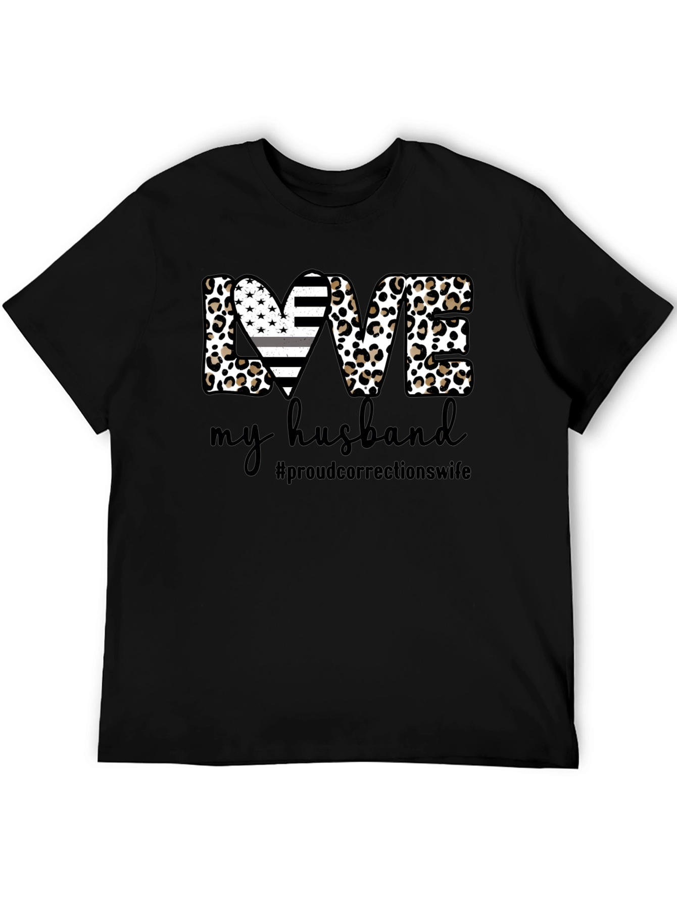 Black Love My Husband Correctional Wife Black T-Shirt view 5