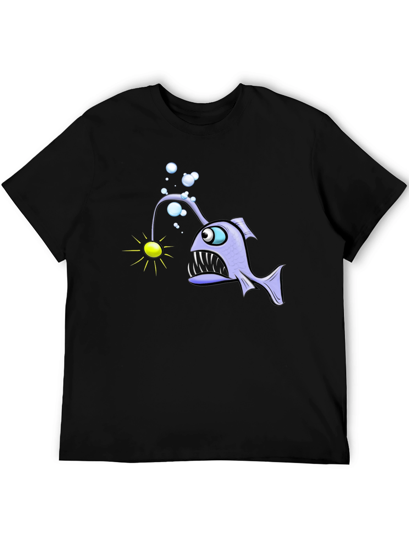 Black Angler Fish Graphic T-Shirt - Unique Design view 5