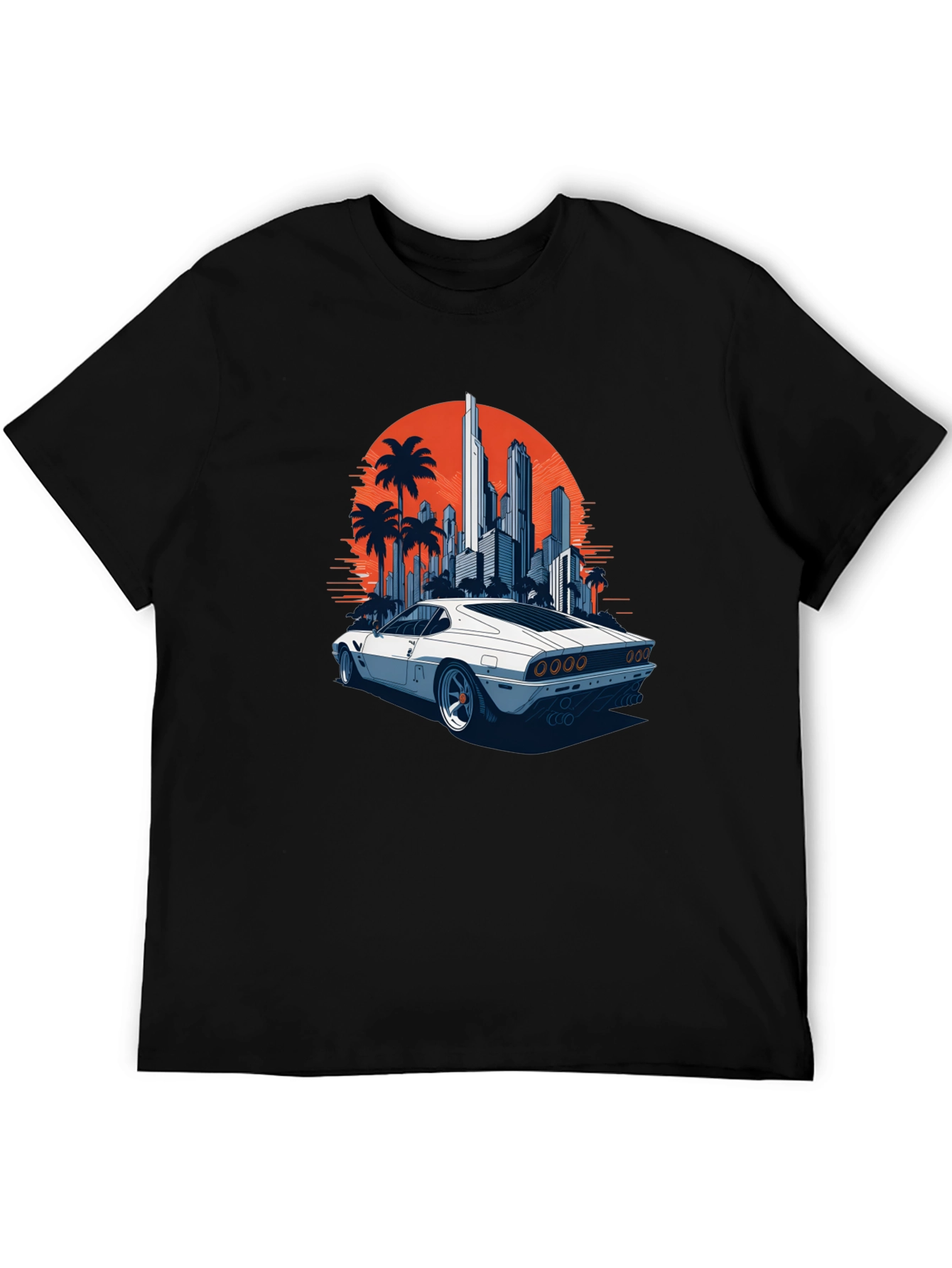 Black Retro Car & Cityscape Graphic Tee view 5