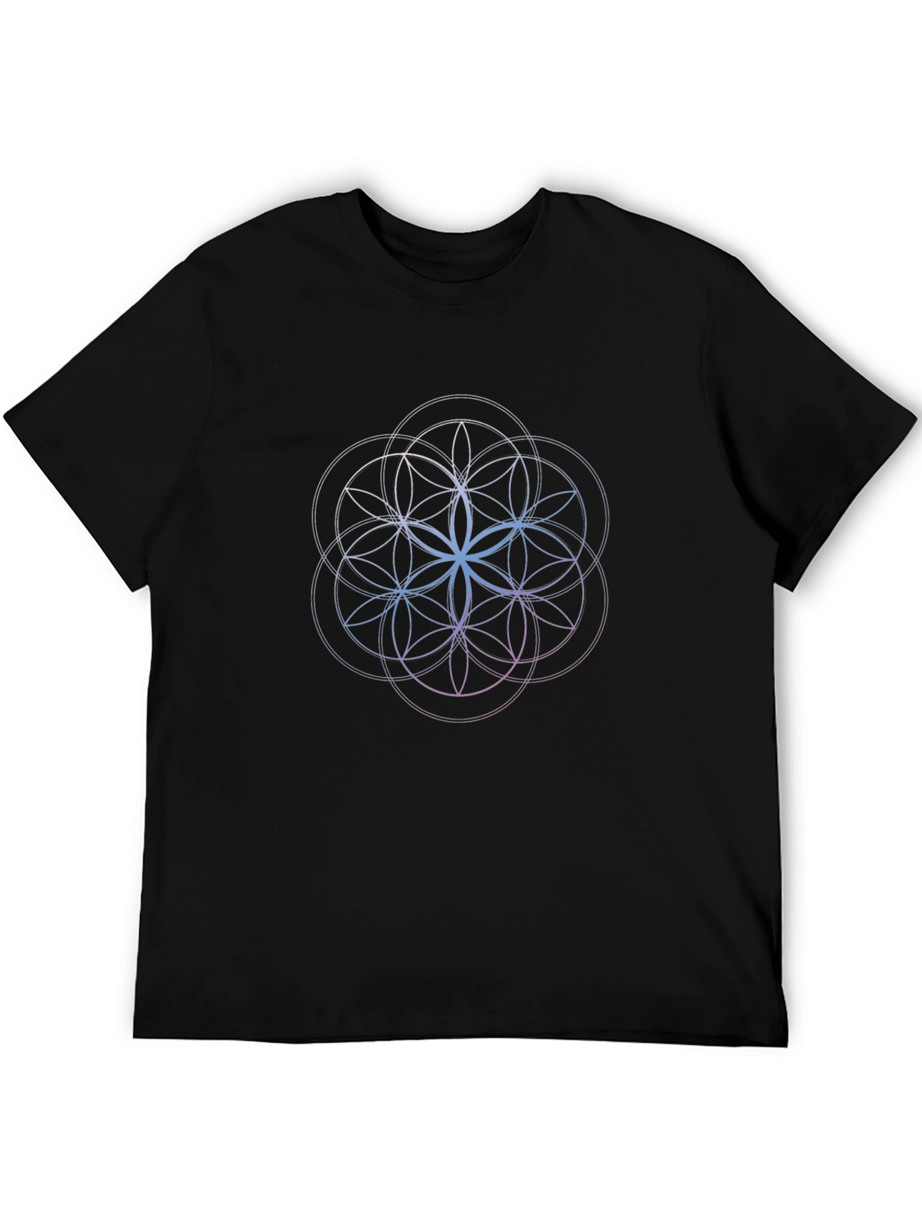 Black Geometric Flower of Life T-Shirt - Black view 5