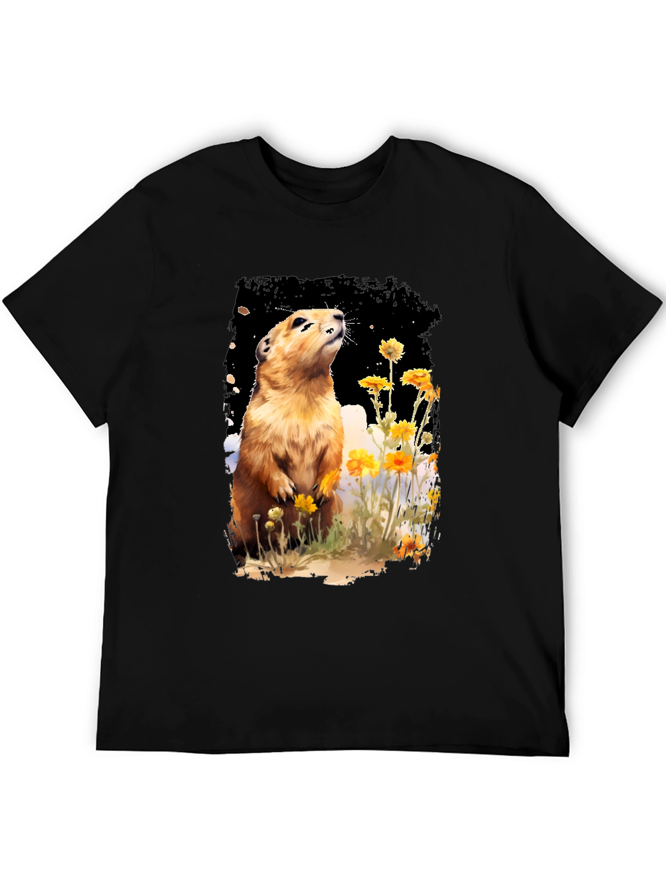 Black Prairie Dog T-Shirt - Unisex Black Tee view 5