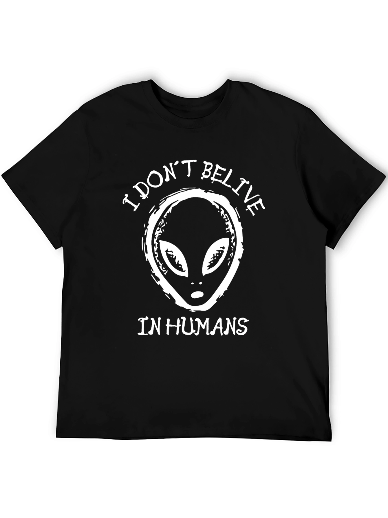 Black I Don't Believe In Humans Alien Graphic Tee view 5