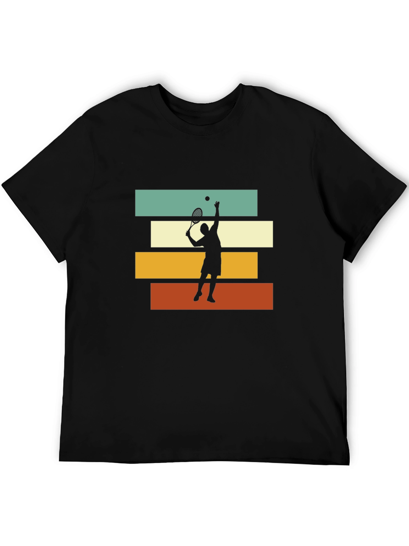 Black Tennis Player Retro T-Shirt view 5