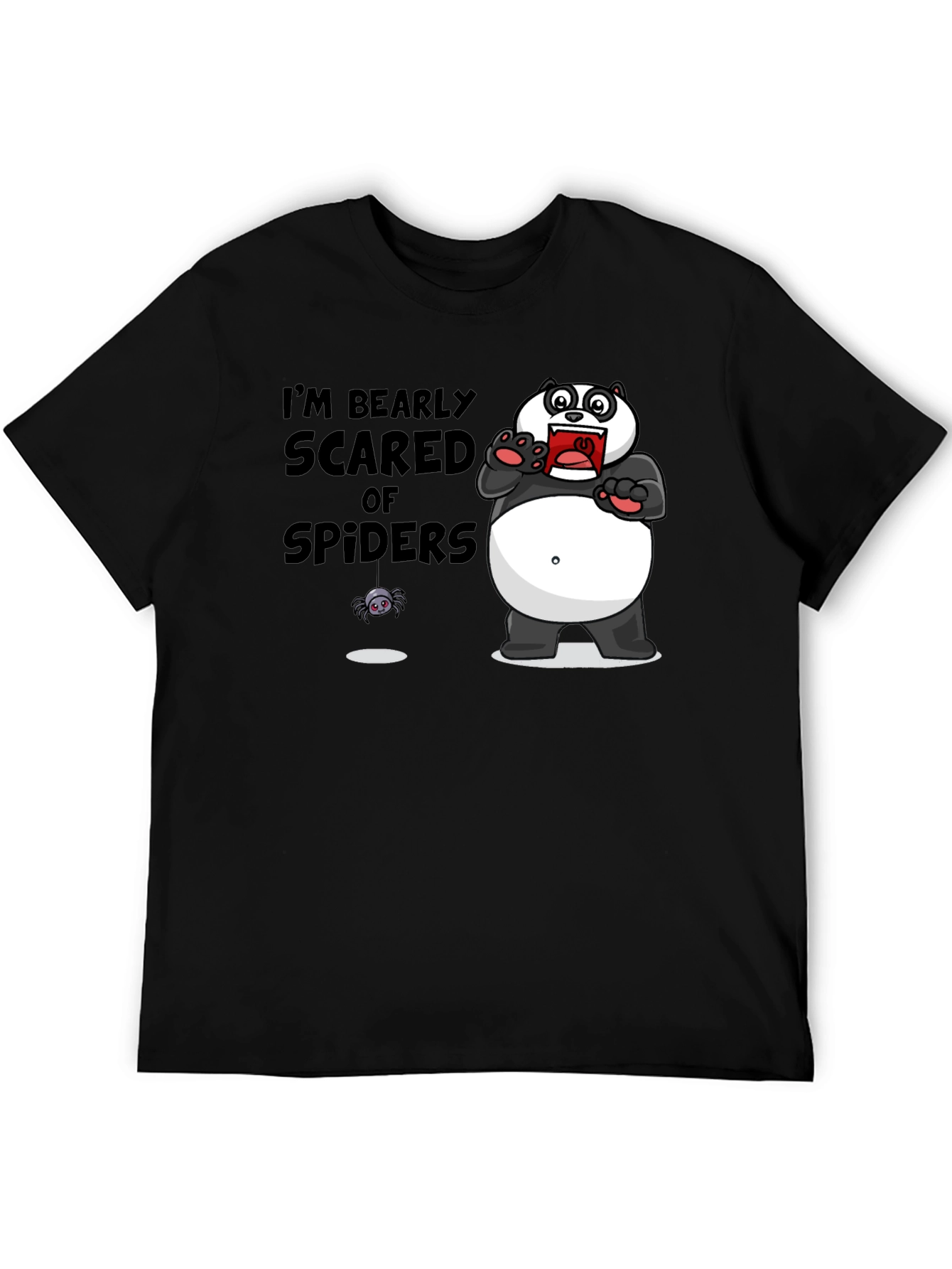 Black Bearly Scared of Spiders T-Shirt Funny Graphic Tee view 5
