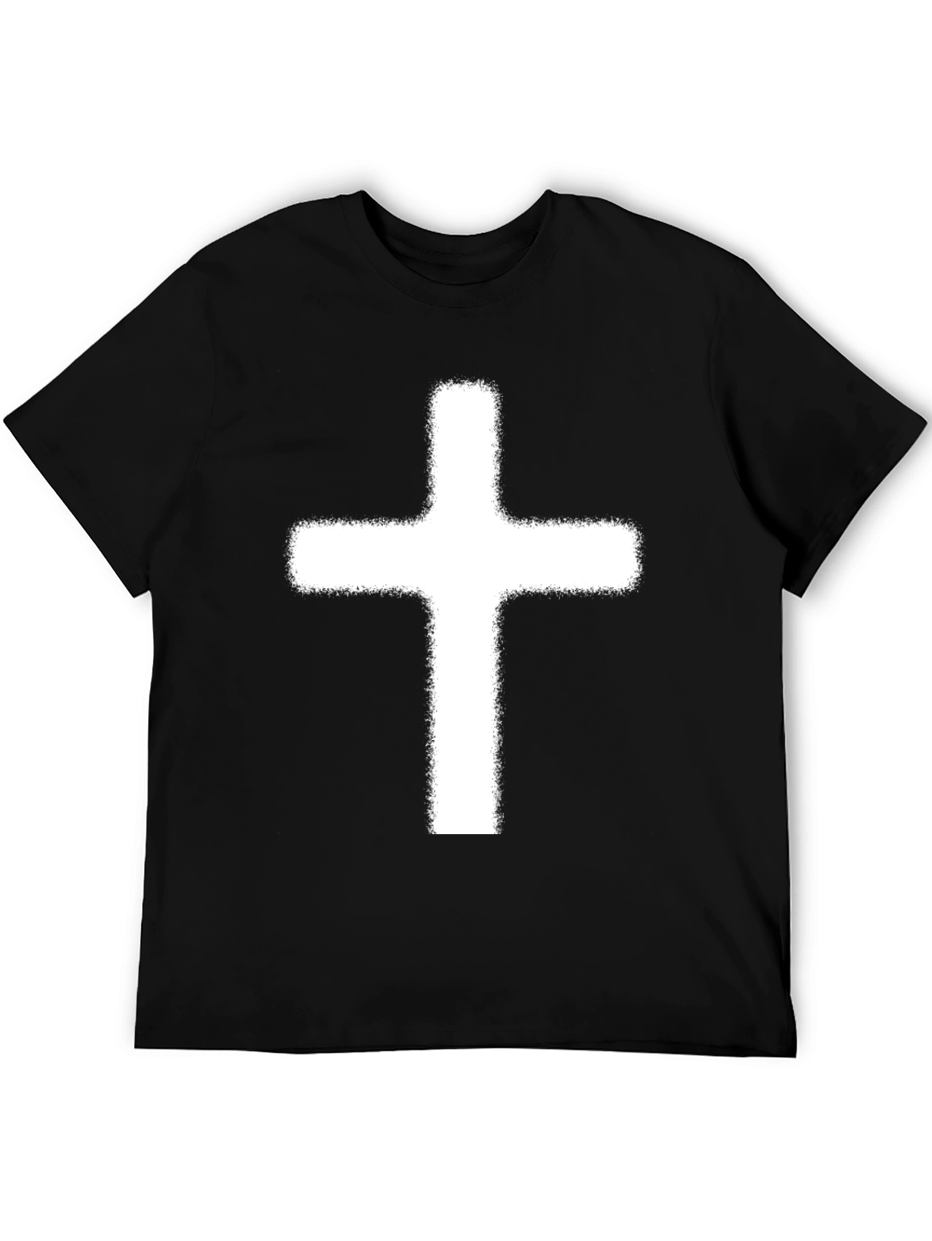 Black White Cross Graphic Print Black T-Shirt view 5