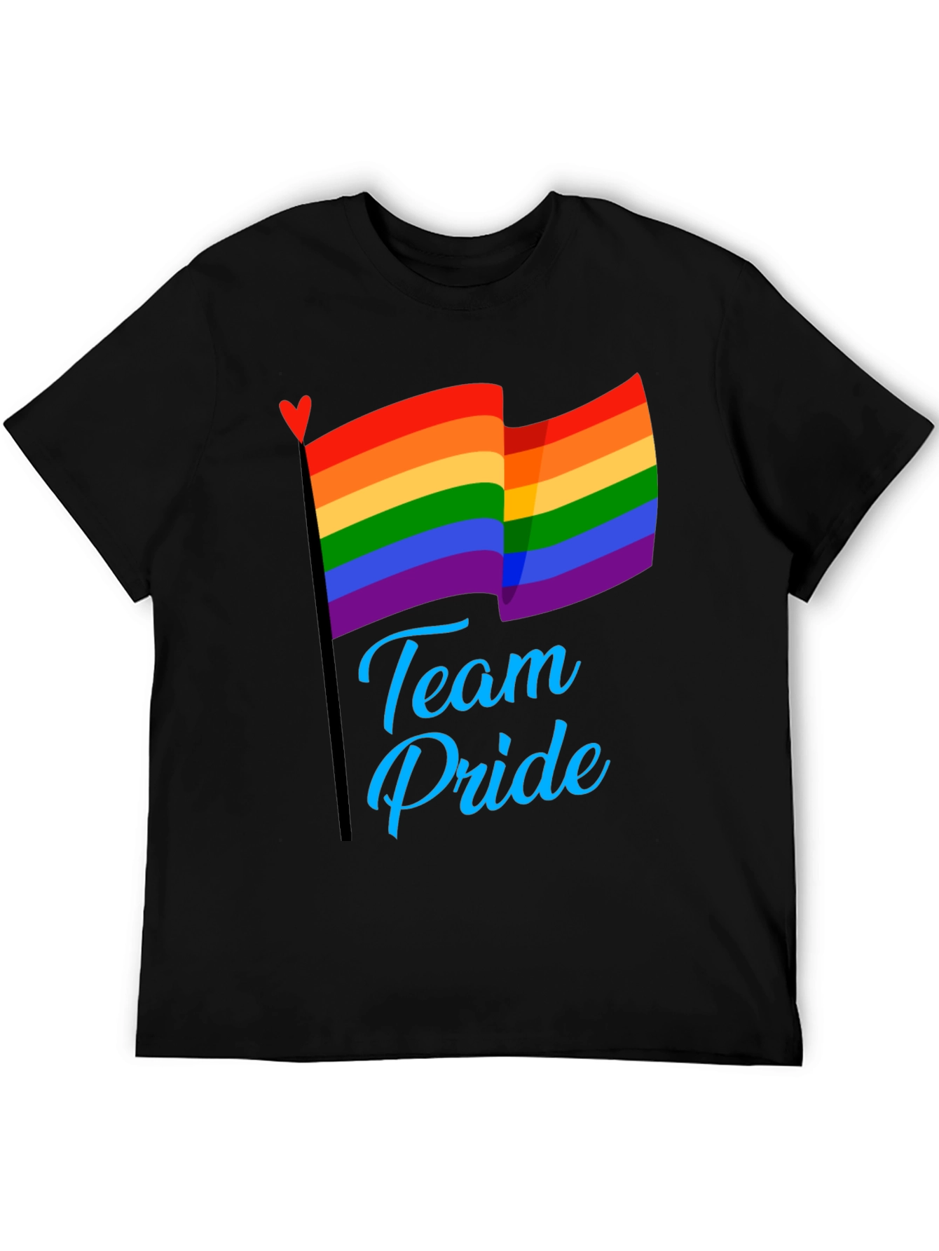 Black Team Pride LGBT Rainbow Flag Graphic T-Shirt view 5