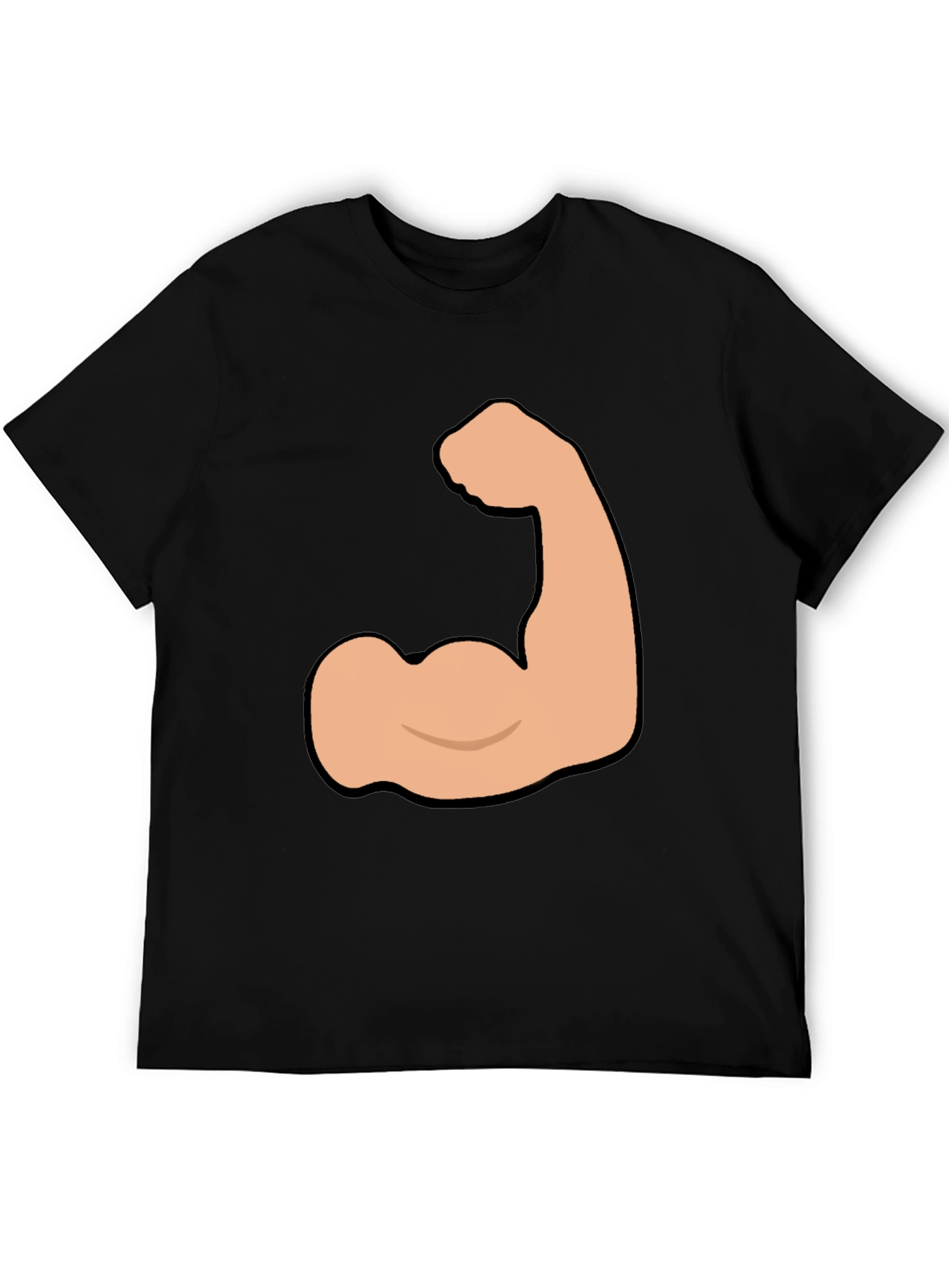 Black Funny Flexing Muscle Graphic Tee - Black Cotton T-Shirt view 5