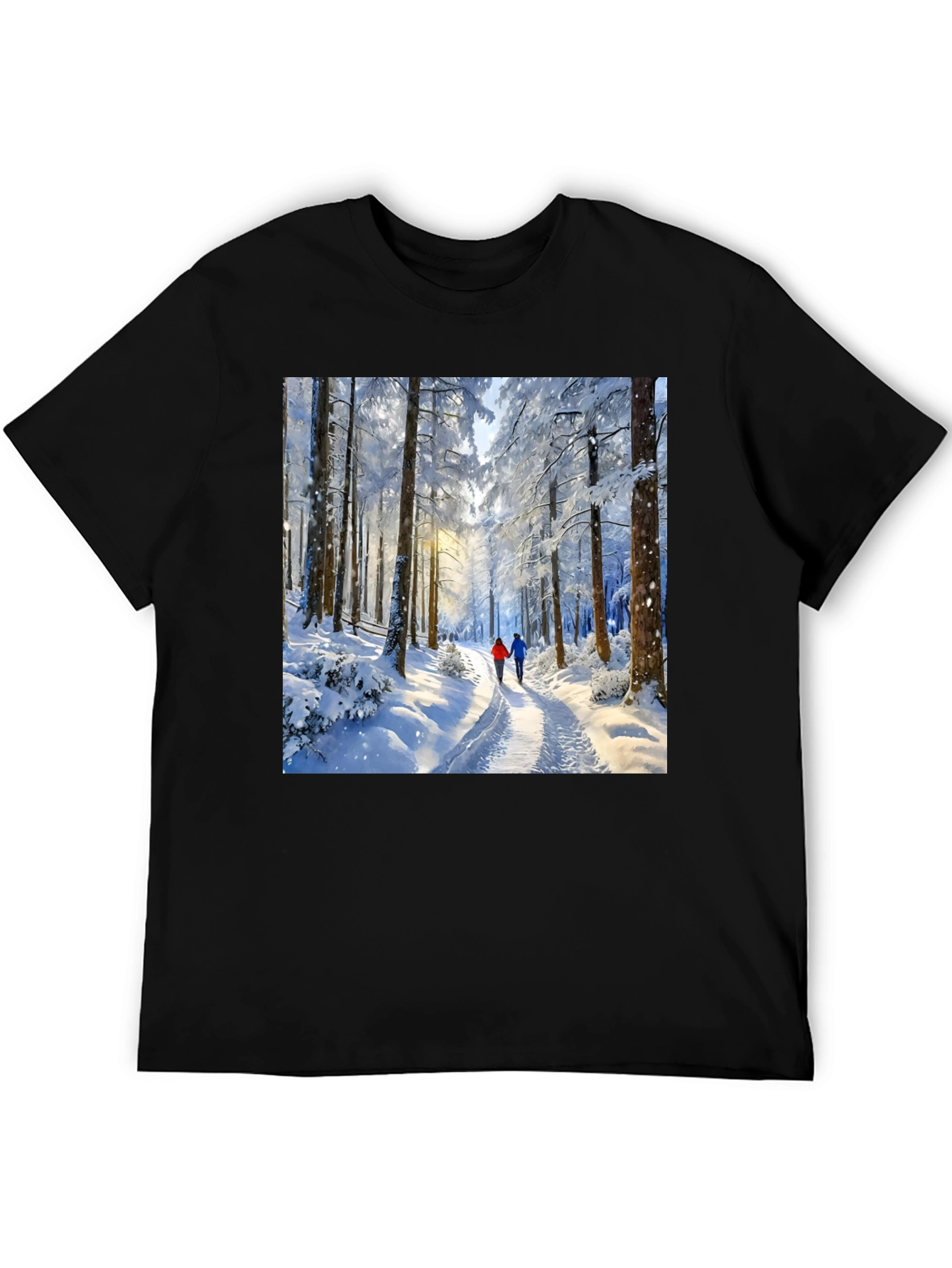 Black Winter Forest Path Graphic Tee view 5