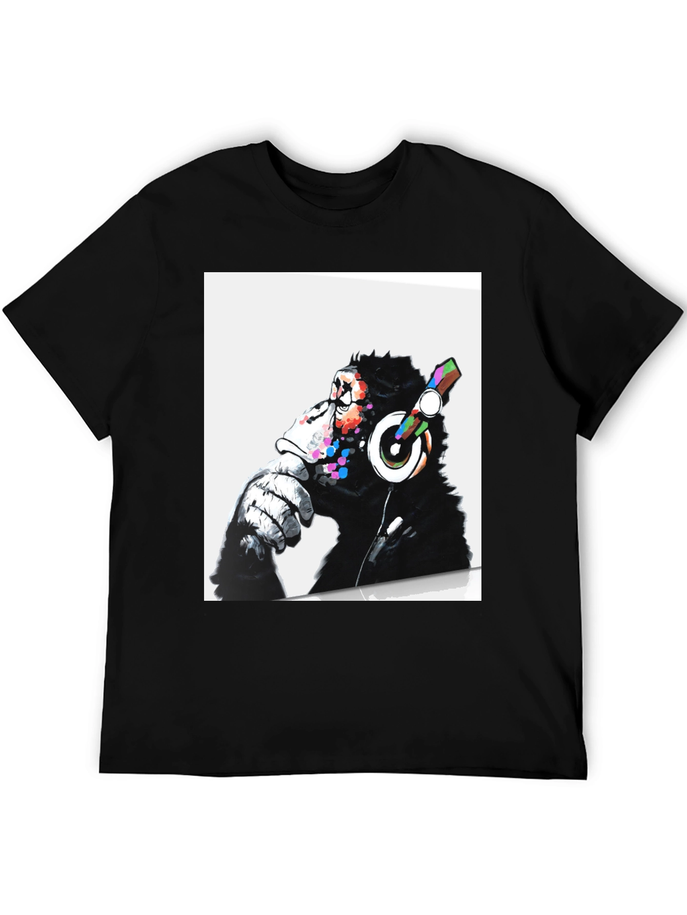 Black Cool Ape DJ Graphic Tee - Black Cotton T-Shirt view 5