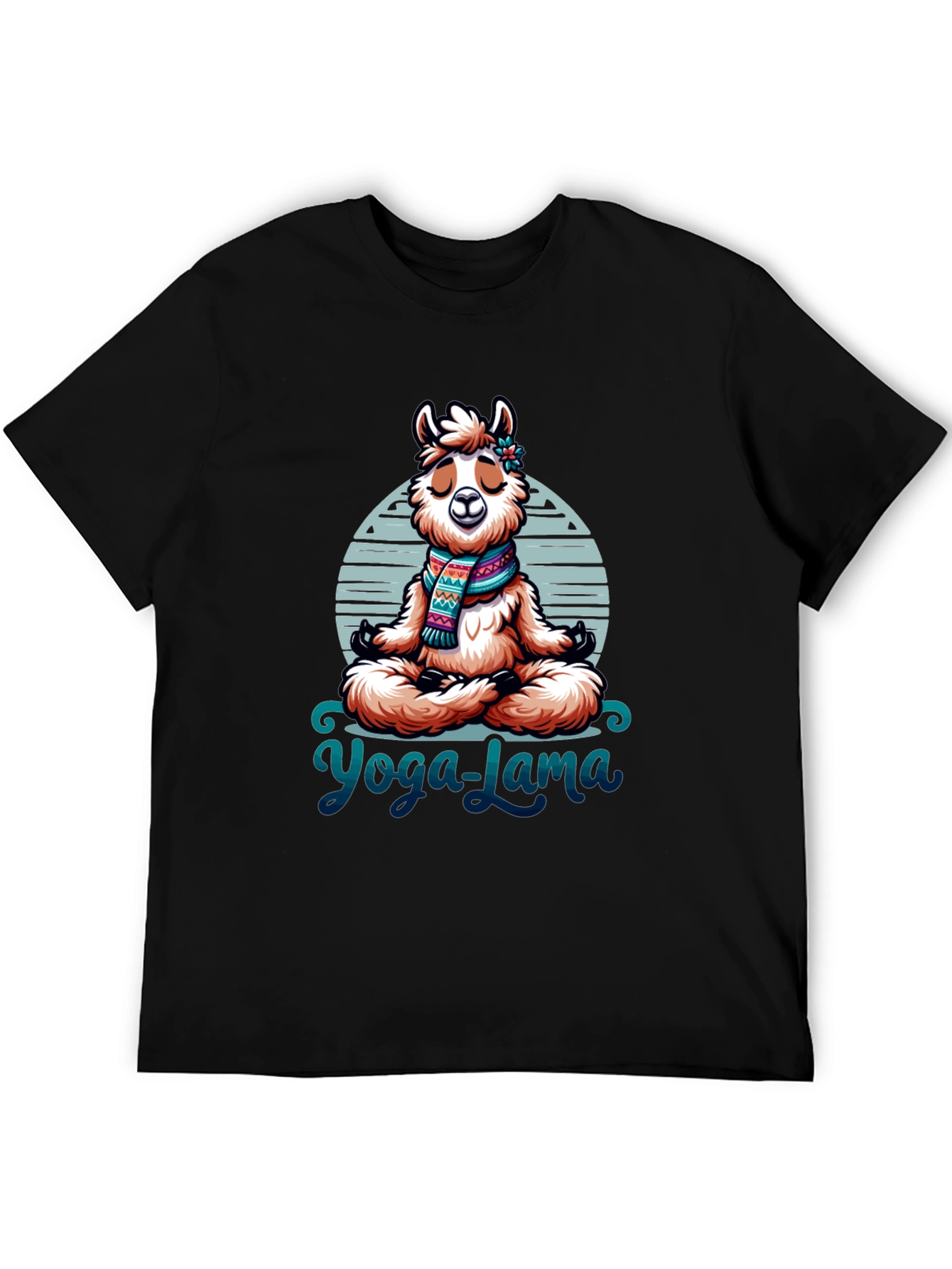 Black Yoga Lama Graphic Tee - Meditating Alpaca T-Shirt view 5