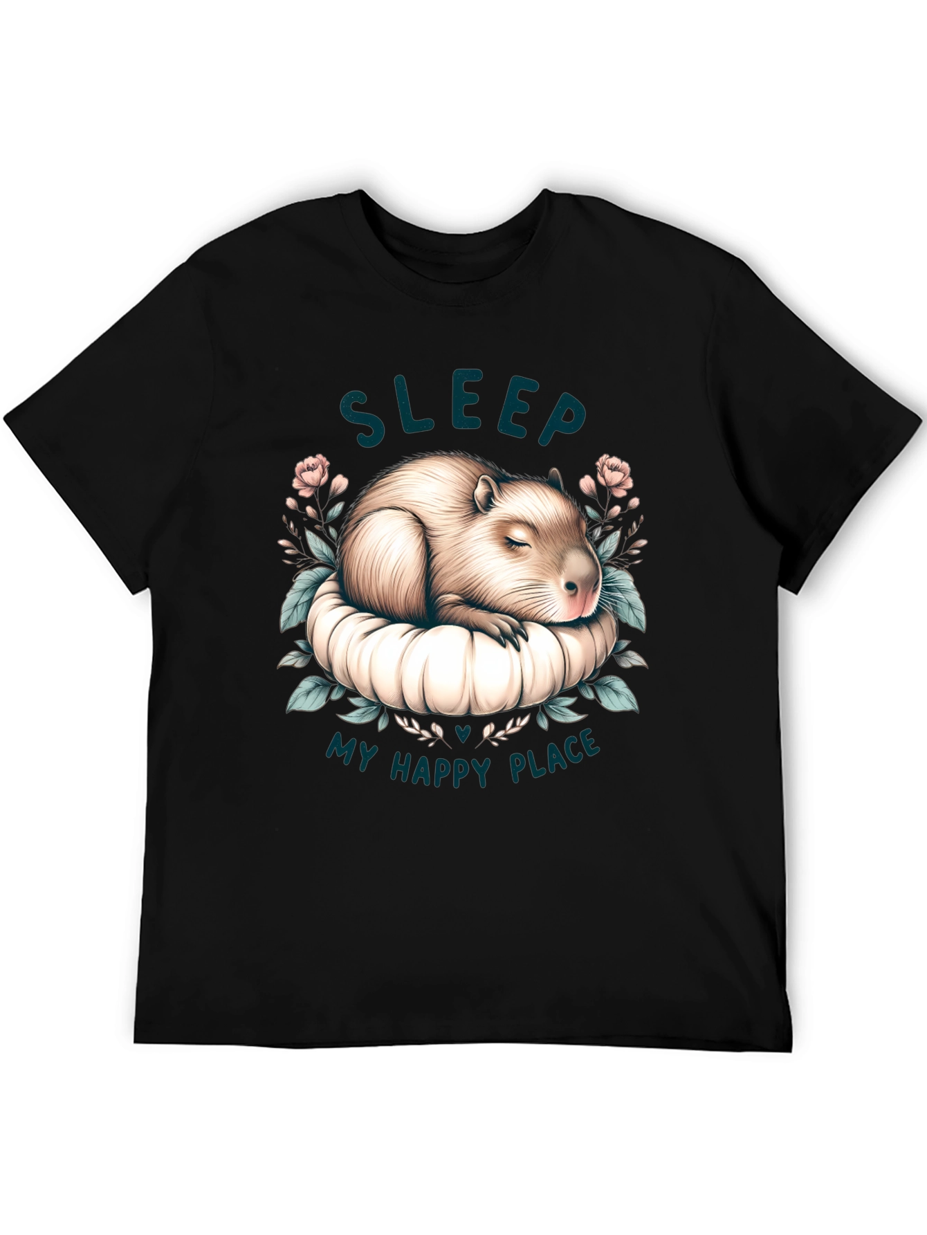 Black Capybara Sleep T-Shirt - My Happy Place view 5