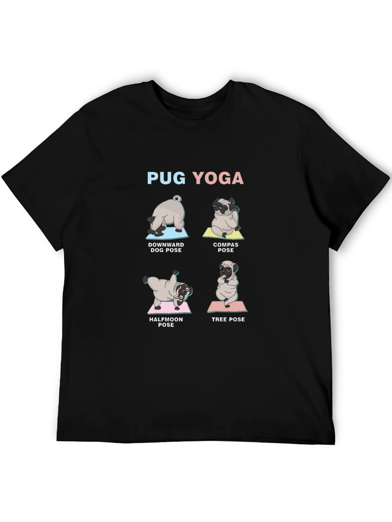 Black Pug Yoga T-Shirt - Funny Yoga Dog Tee view 5