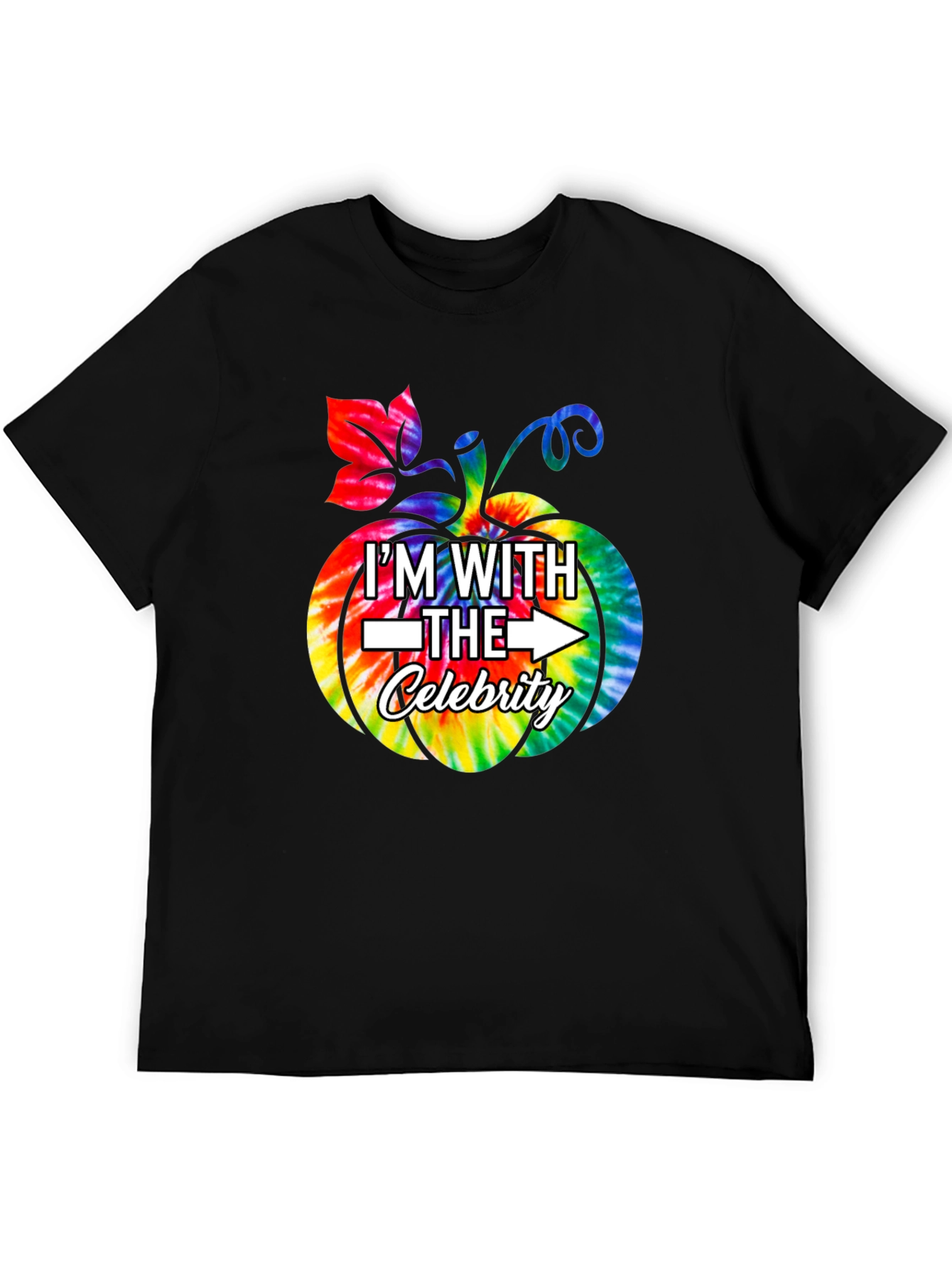 Black I'm With The Celebrity Tie-Dye Pumpkin Graphic T-Shirt view 5