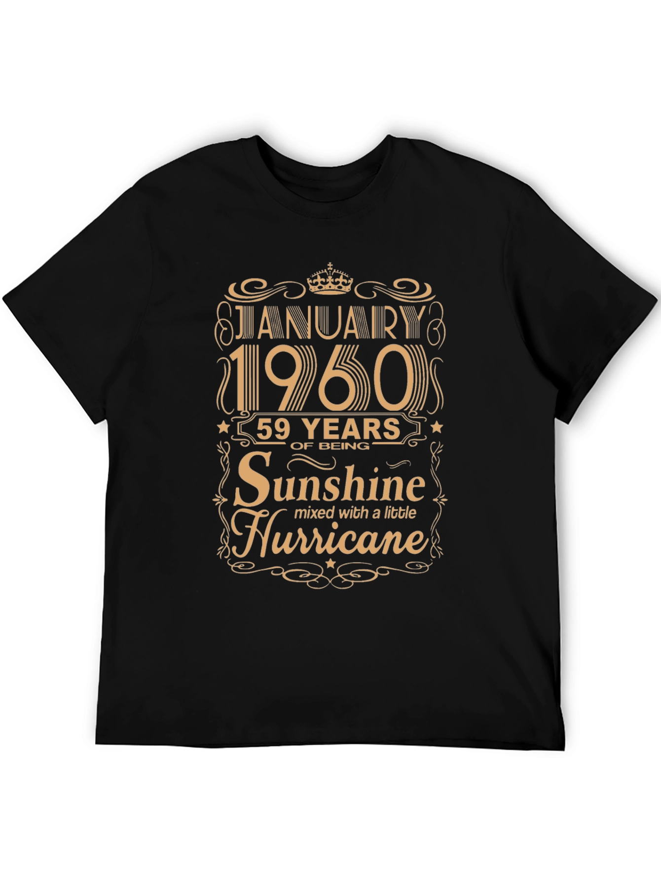 Black January 1960 59 Years Sunshine Hurricane T-Shirt view 5